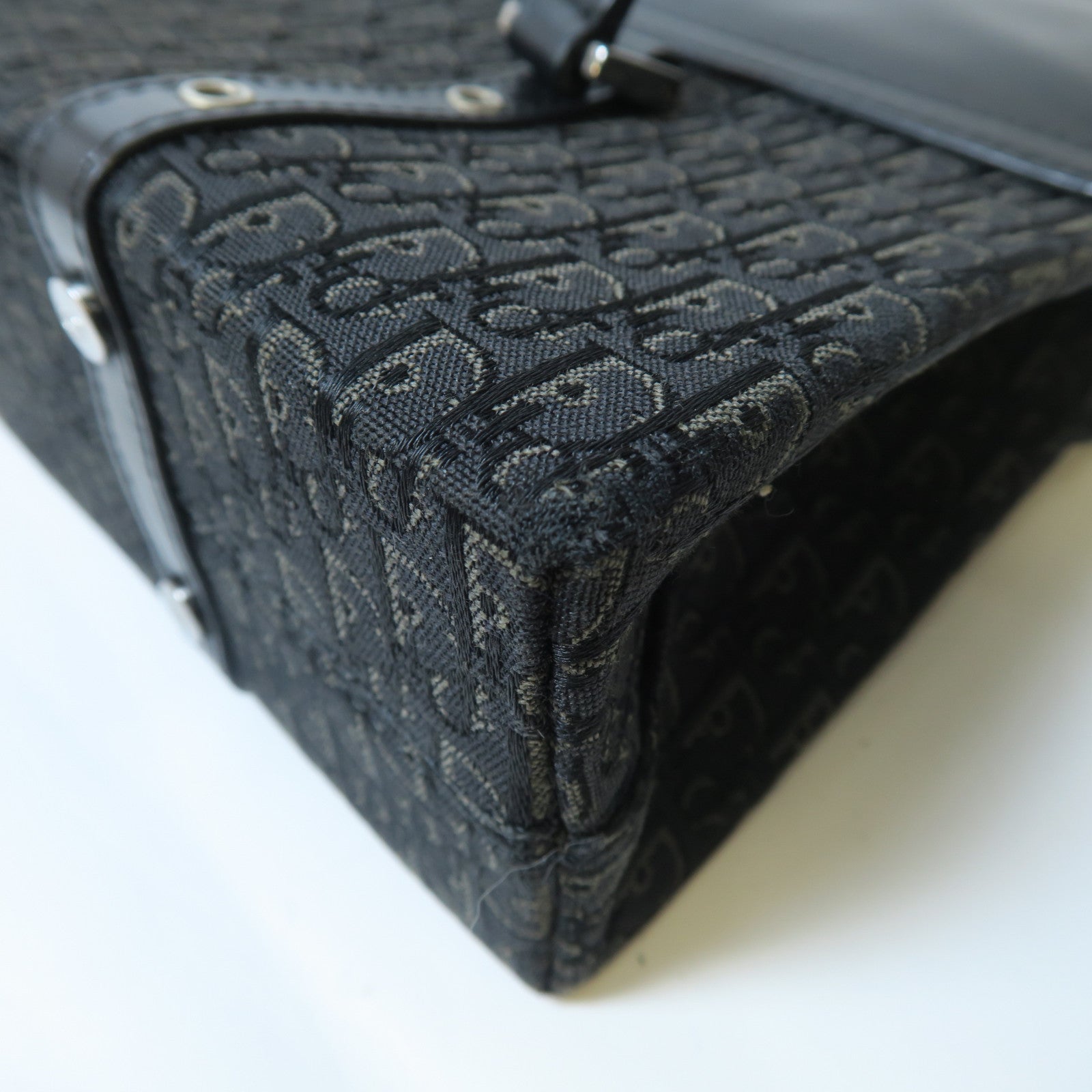 Dior 帆布Vintage Handbag銀扣手挽袋黑色