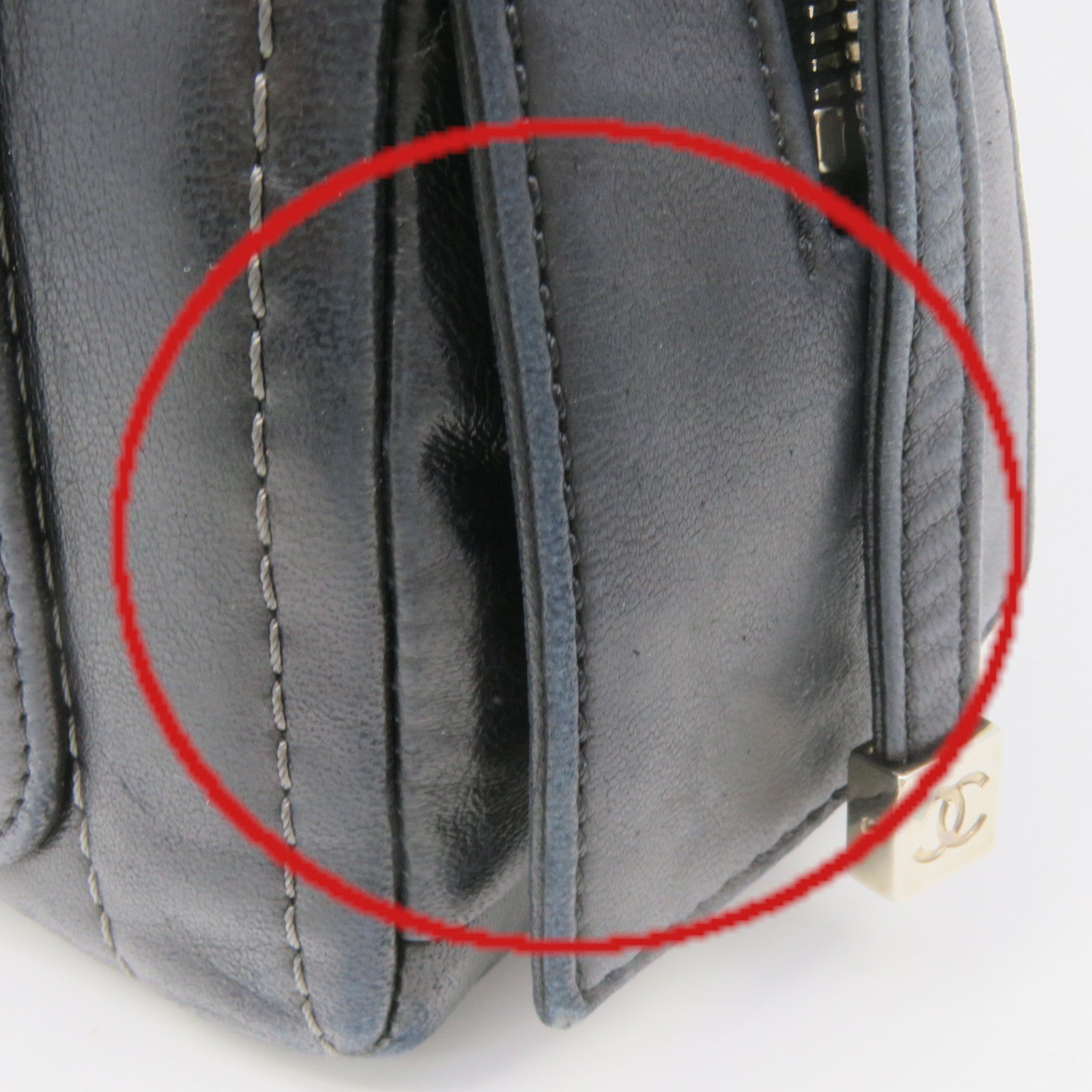 CHANEL 羊皮皮革Chain Shoulder Bag銀扣鏈帶肩背袋黑色