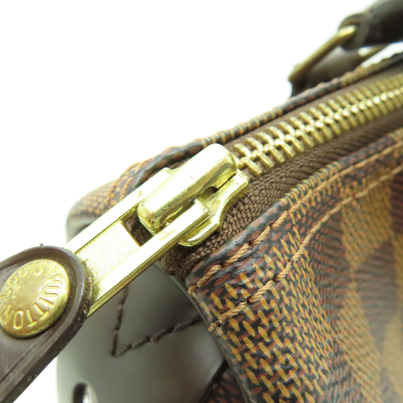 LOUIS VUITTON Damier Speedy 25金扣手挽袋棕色