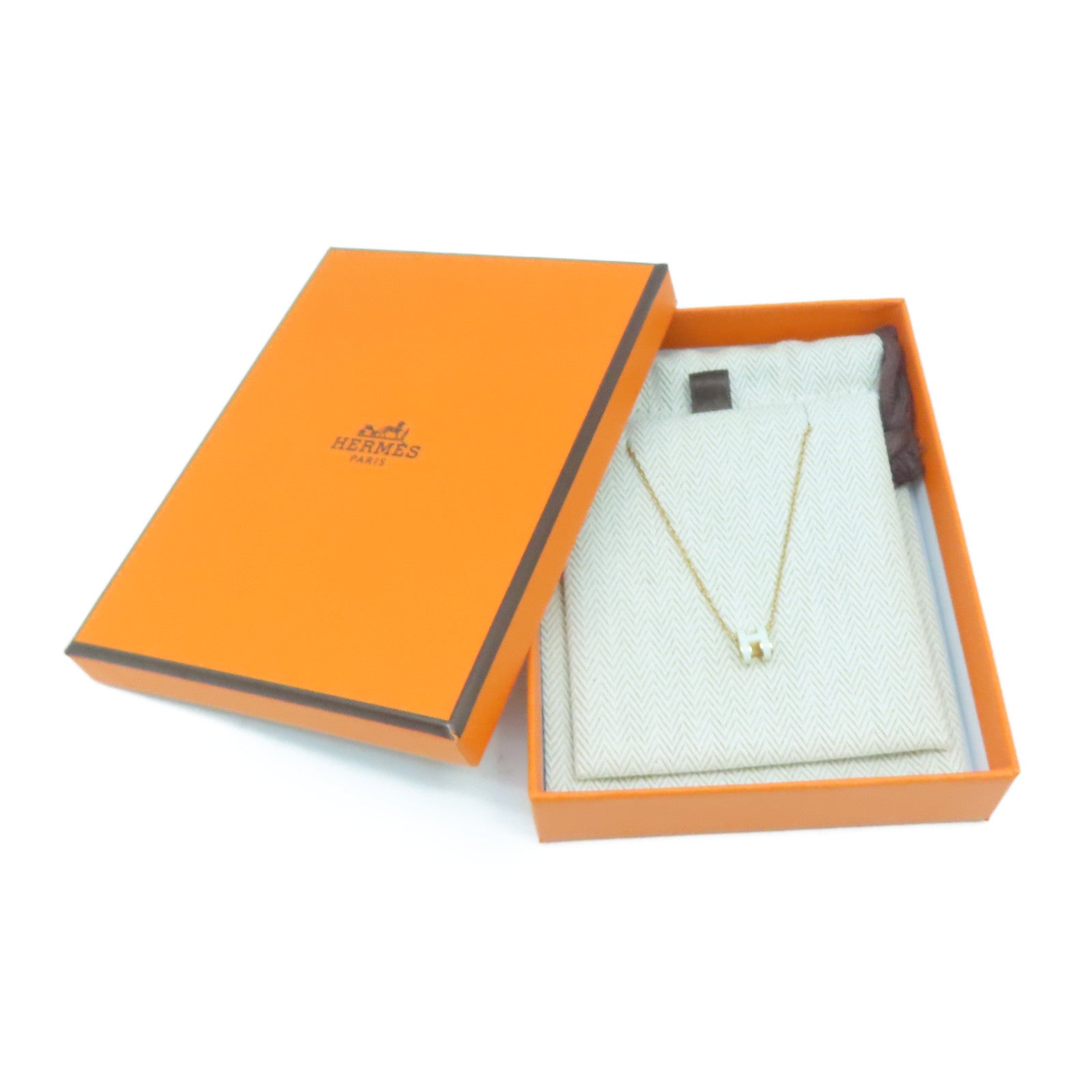 HERMES 金屬Mini Pop H Necklace項鍊白色