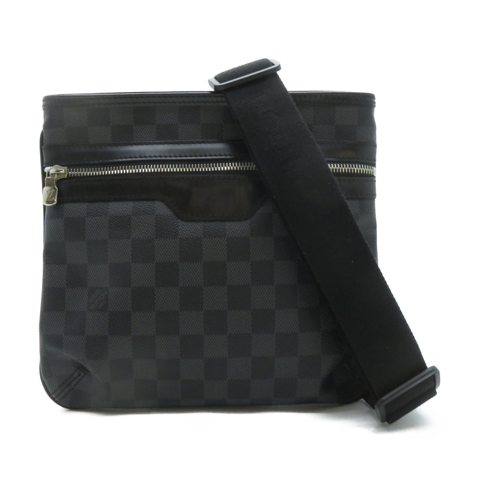 LOUIS VUITTON Damier Graphite Damier Graphite Tomas銀扣肩背袋黑色