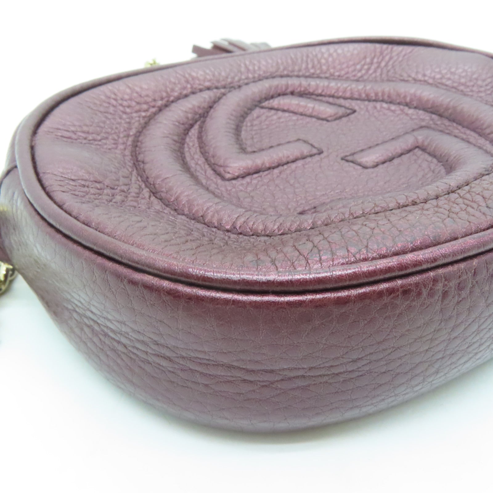 GUCCI 牛皮皮革Shoulder Bag金扣鏈帶肩背袋紫色