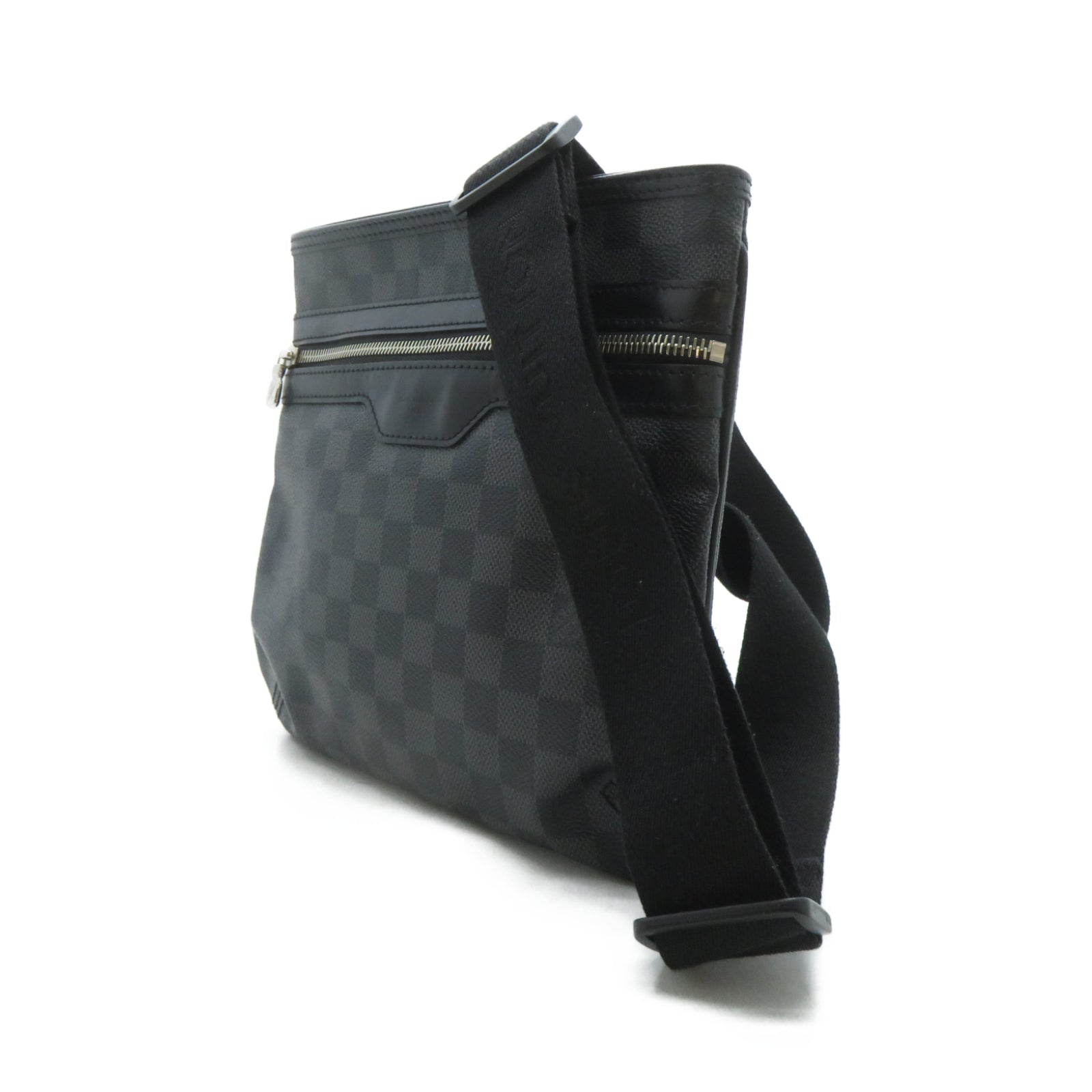 LOUIS VUITTON Damier Graphite Damier Graphite Tomas銀扣肩背袋黑色