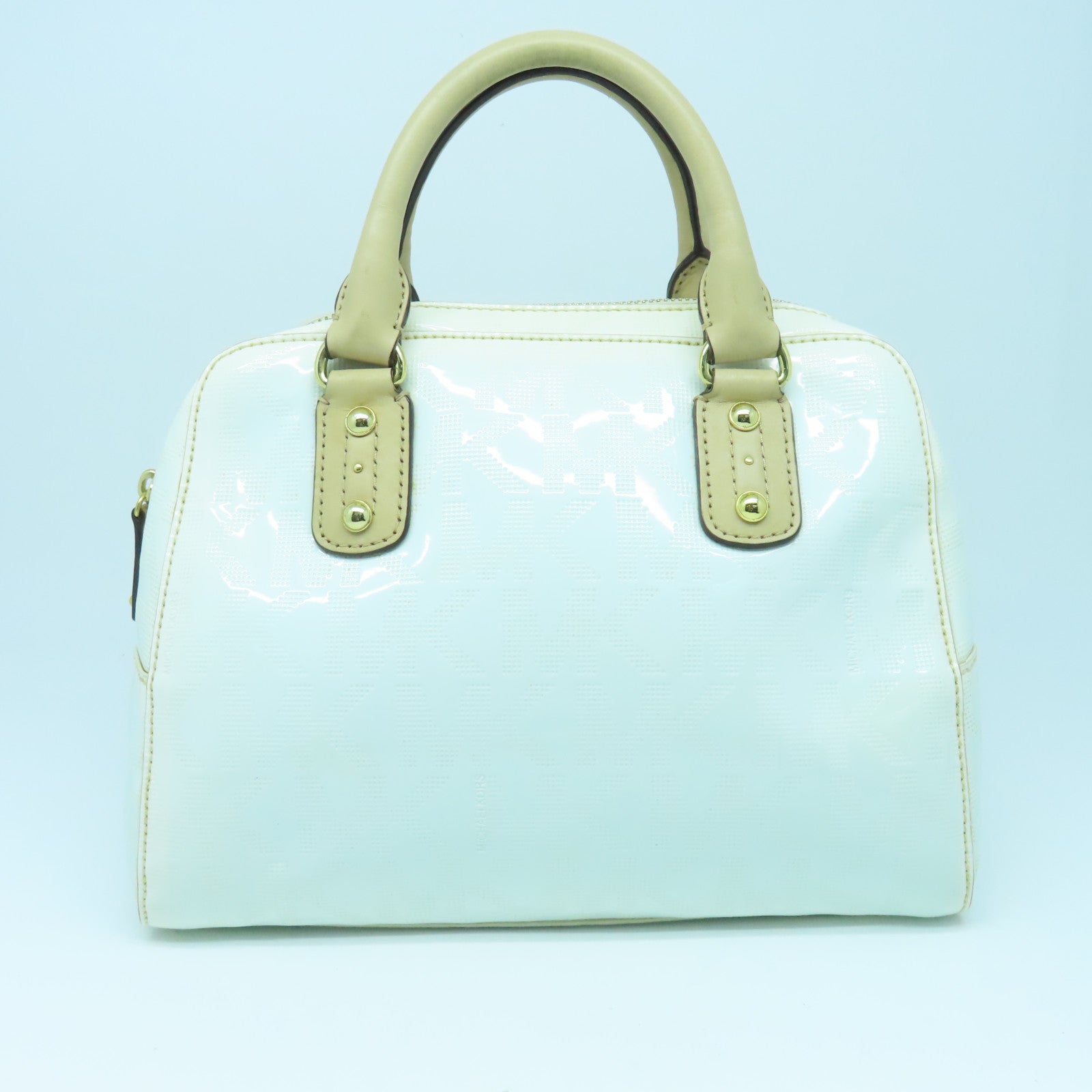 Michael Kors 漆皮皮革Handbag金扣手挽袋白色
