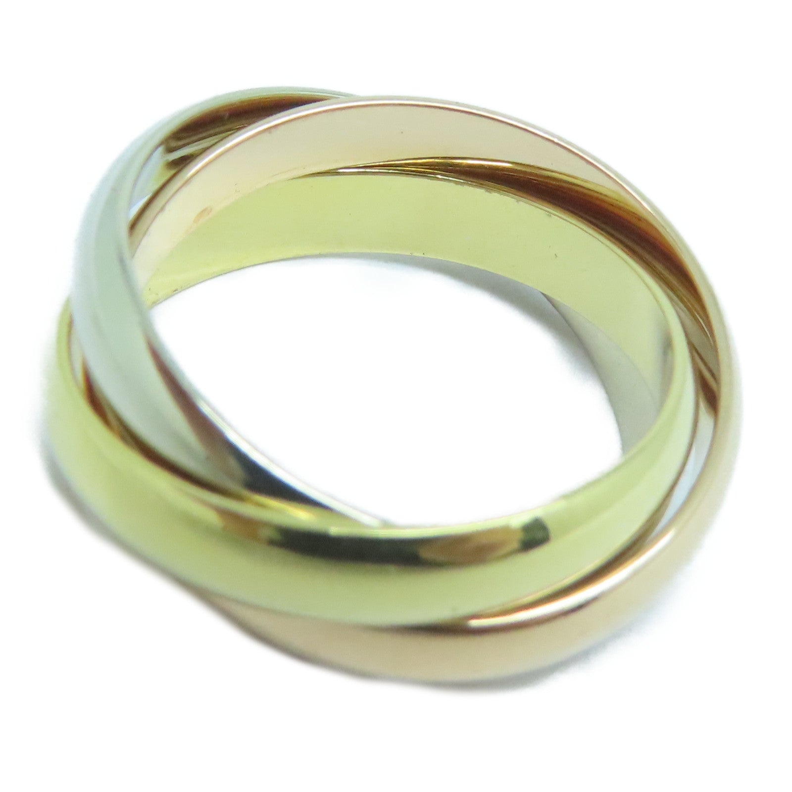CARTIER 18K黃金/玫瑰金/白金Trinity戒指US#5.75/Cartier#52金色/粉金色/銀色