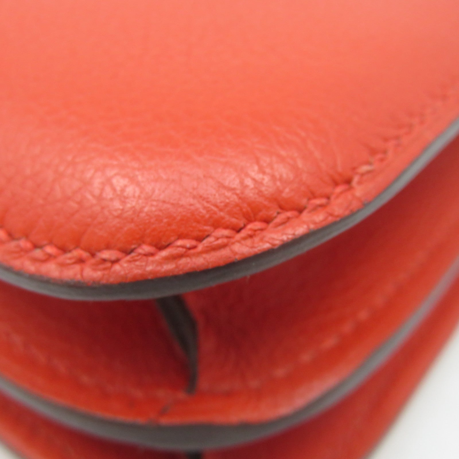 HERMES 【激減優惠】Evercolor皮革Constance Mini Shoulder Bag銀扣肩背袋Capucine火焰紅色