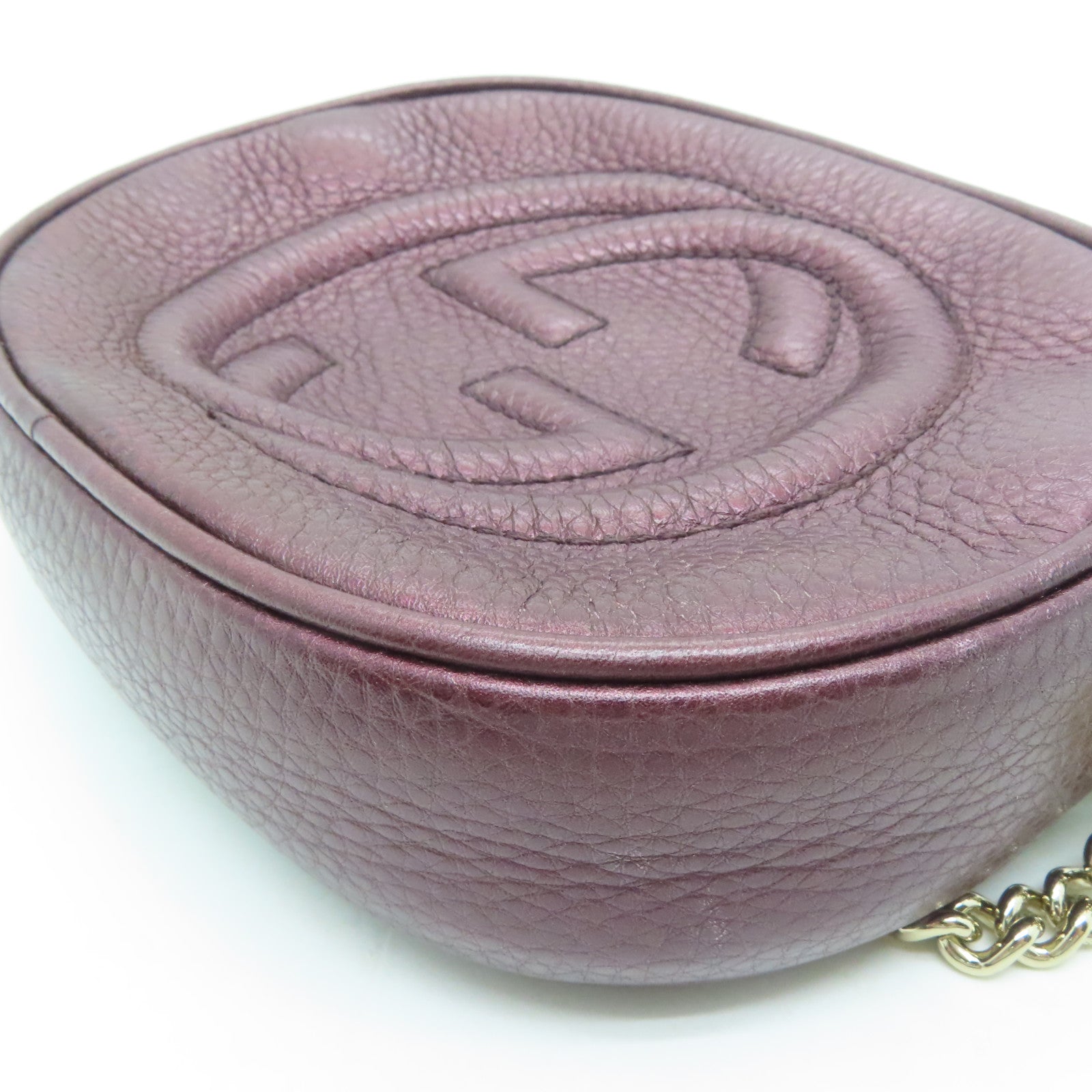 GUCCI 牛皮皮革Shoulder Bag金扣鏈帶肩背袋紫色