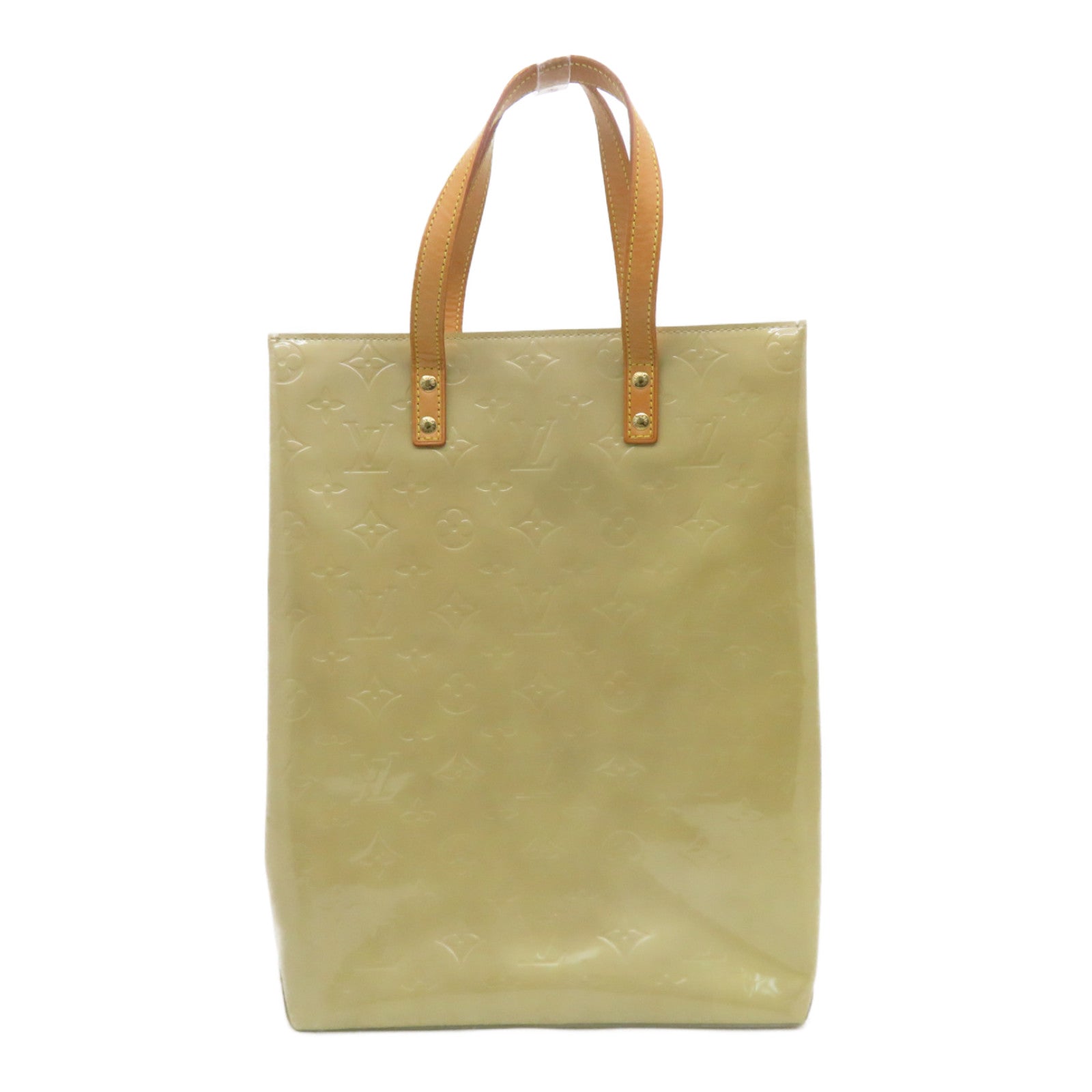 LOUIS VUITTON Vernis Lead MM金扣肩背袋淡黄色