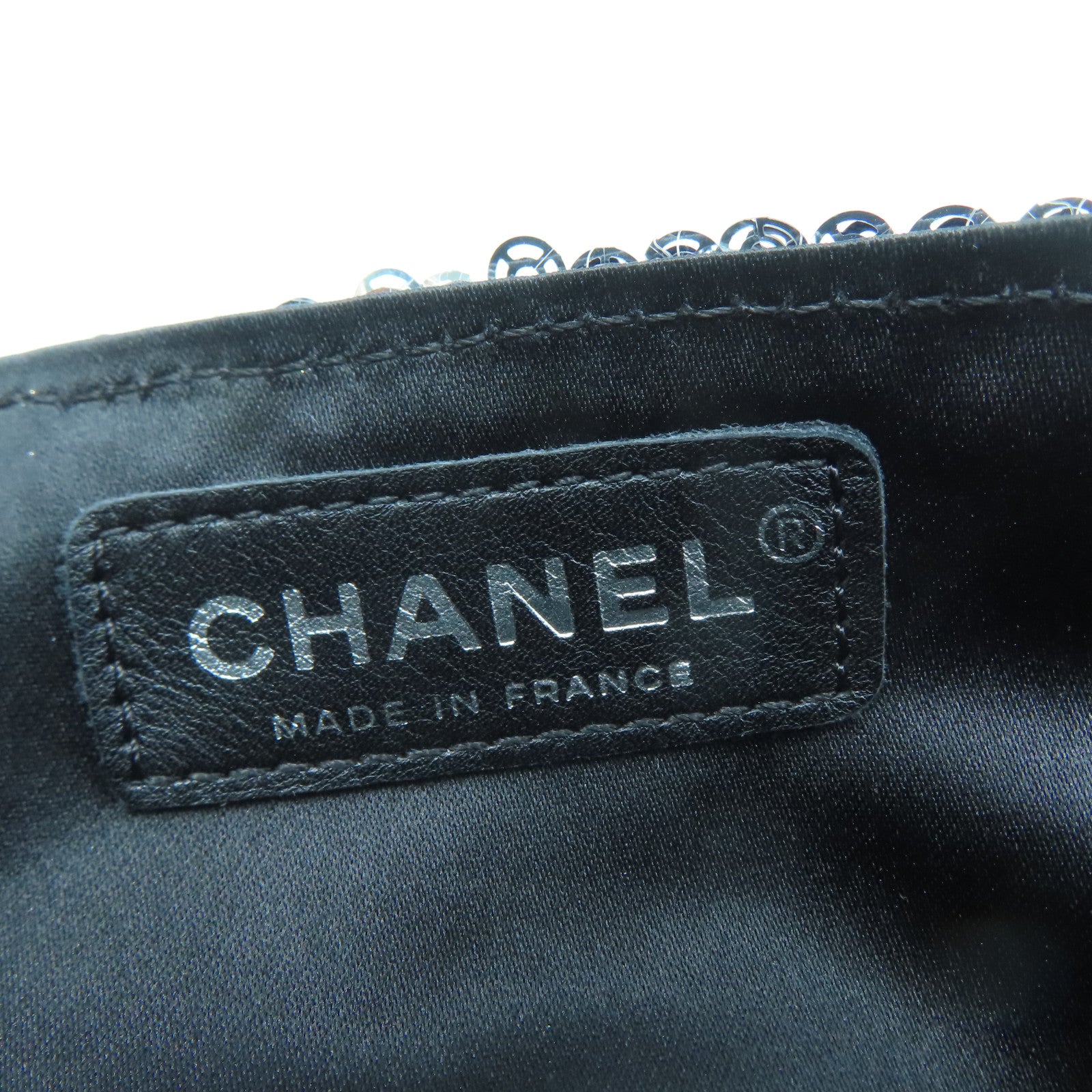 CHANEL beads Chain Shoulder silver buckle shoulder bag silver