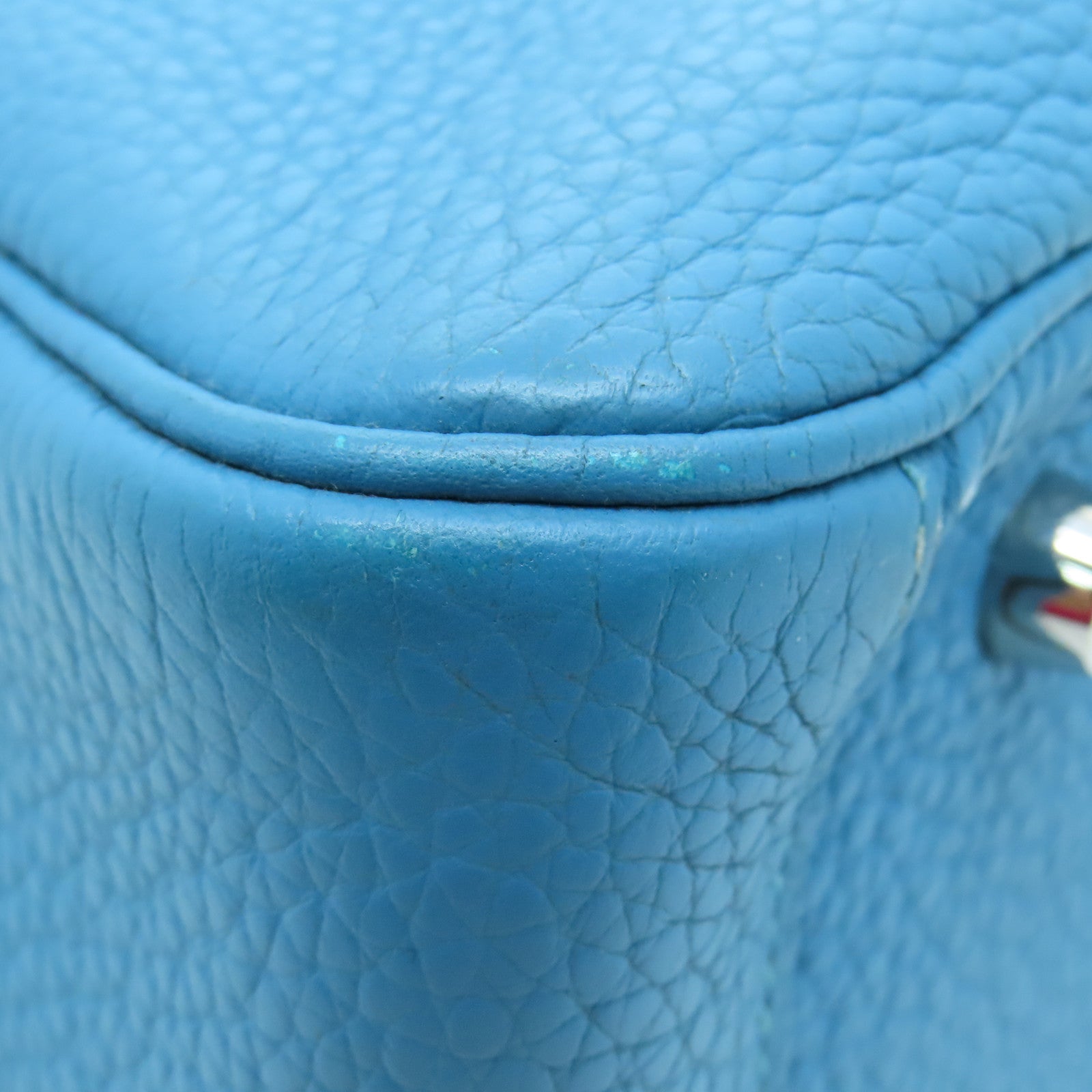 HERMES 【激减优惠】Clemence皮革Lindy 30银扣肩背袋Blue Jeans蓝色