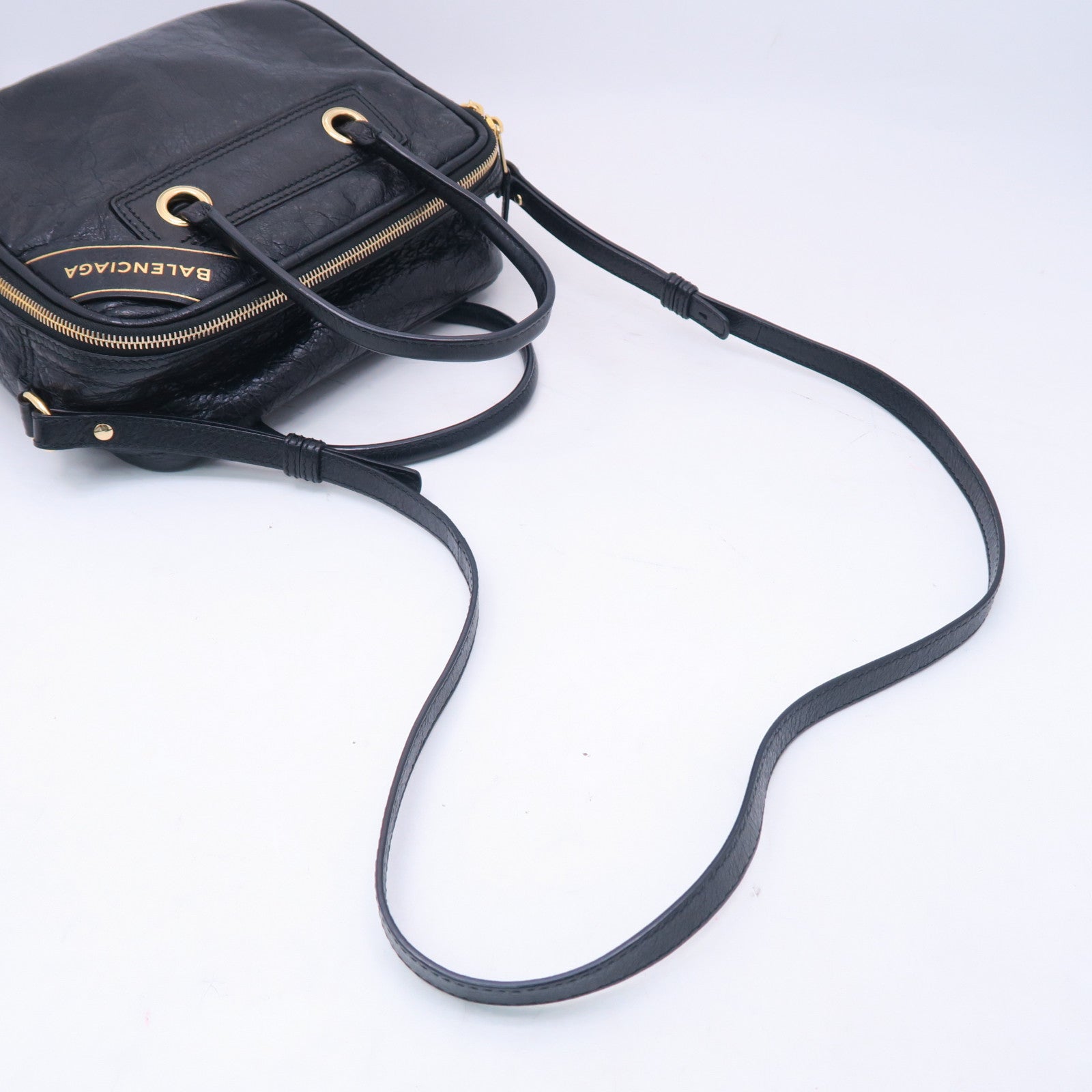 BALENCIAGA 牛皮皮革Blanket Square Bag金扣手挽肩背兩用袋黑色