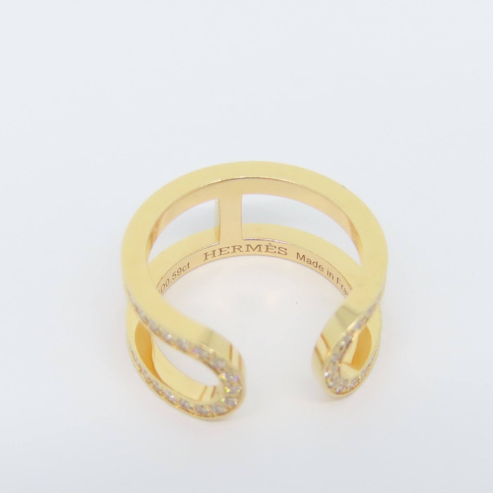 HERMES 【激減優惠】18K玫瑰金Ever Chaine D'Ancre Ring 0.59ct鑽石戒指Hermes#51 US#5.75