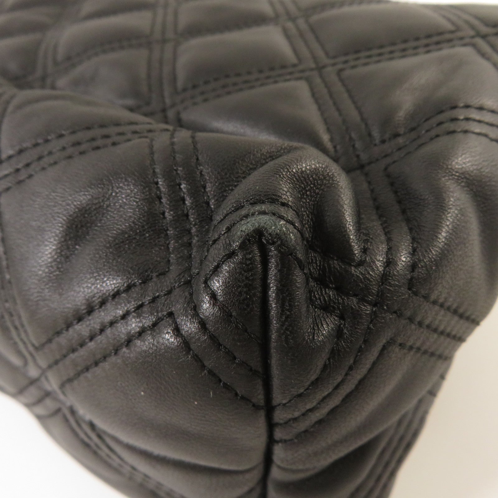 Tory Burch 菱格羊皮皮革Chain Shoulder金扣鏈帶肩背袋黑色