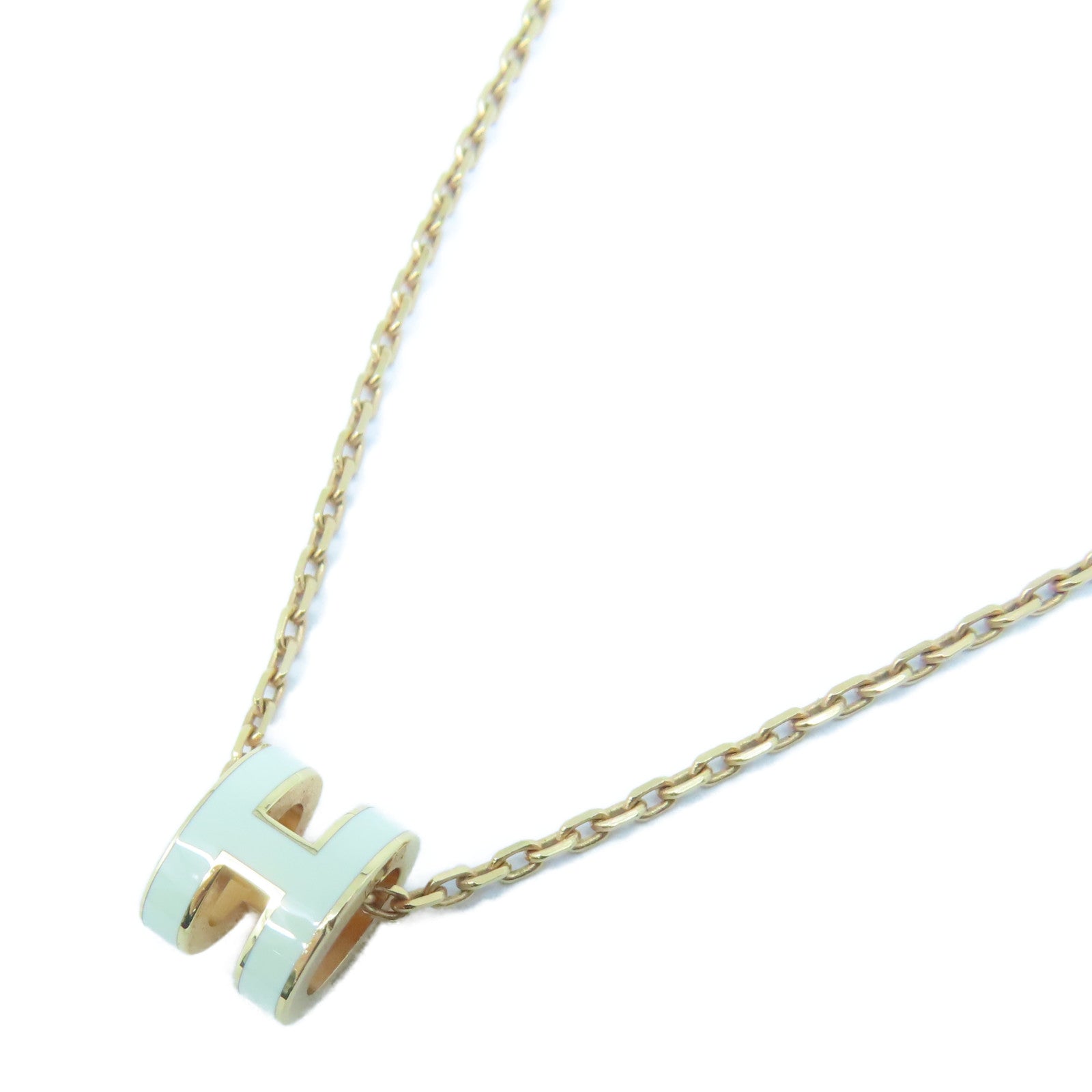 HERMES 金屬Mini Pop H Necklace項鍊白色