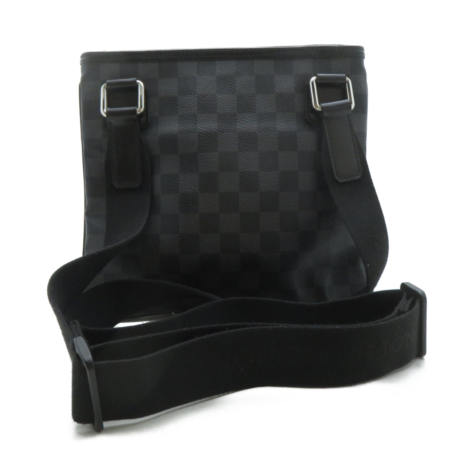 LOUIS VUITTON Damier Graphite Damier Graphite Tomas銀扣肩背袋黑色