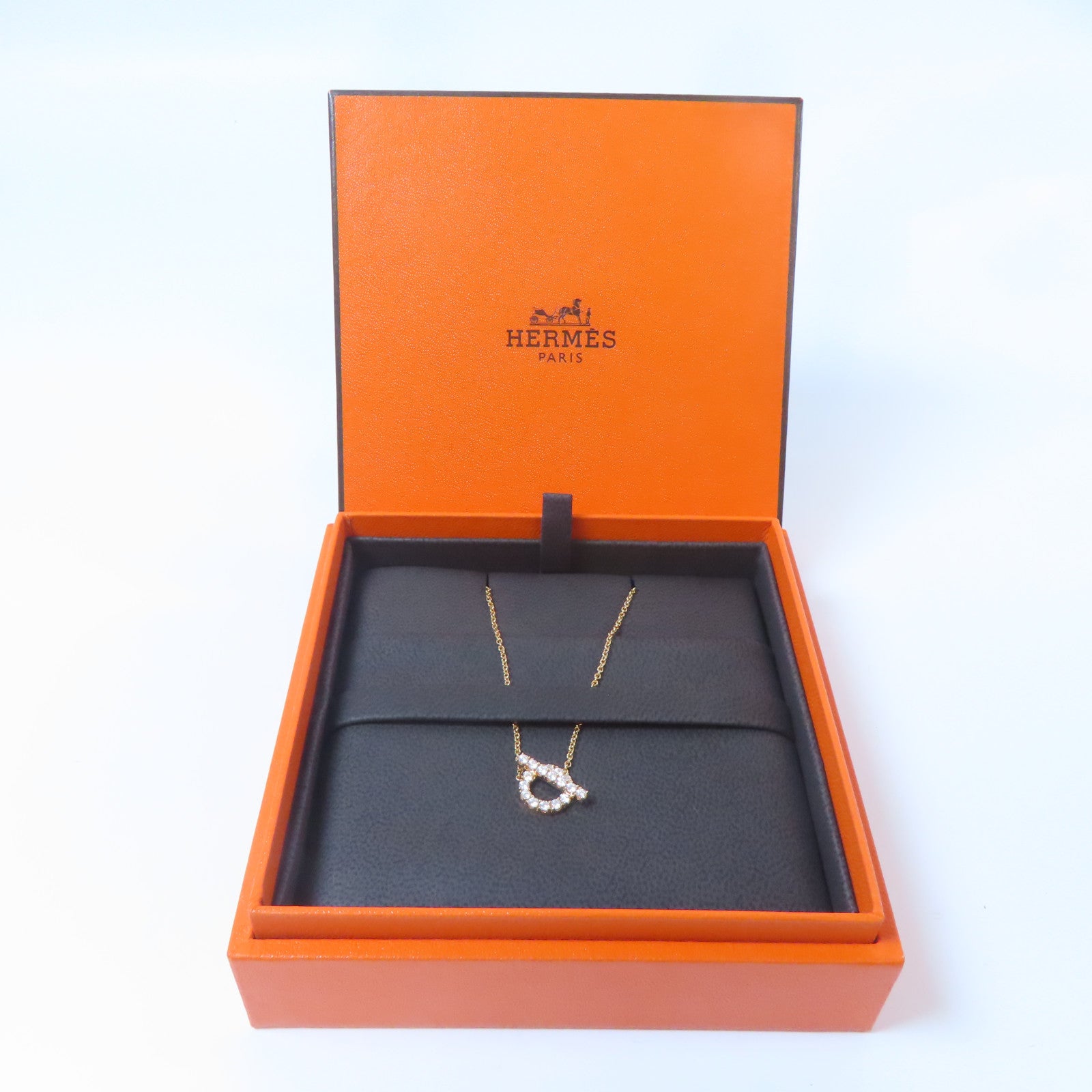 HERMES 18K玫瑰金Finesse Pendant金扣項鍊玫瑰金色