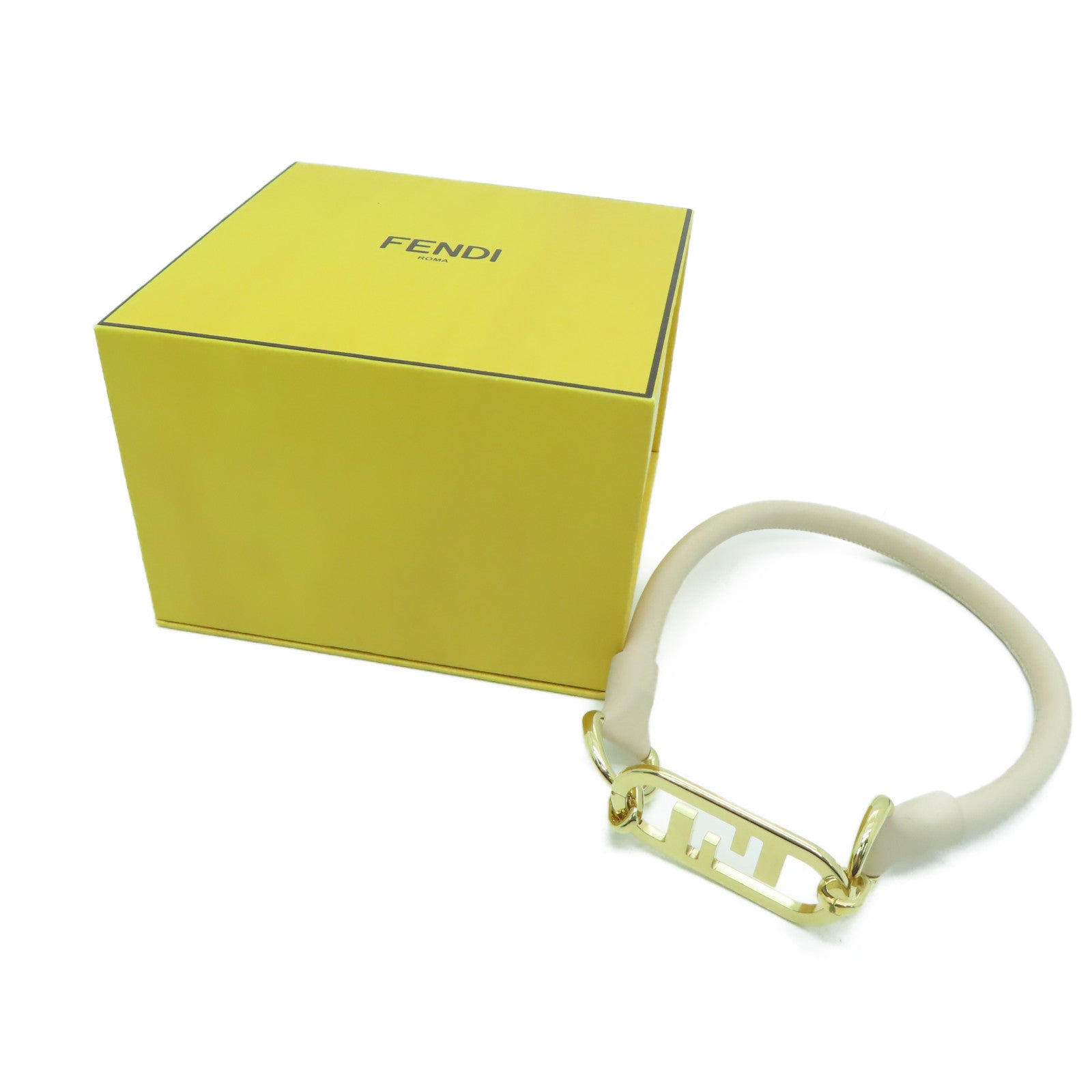 FENDI 【激减优惠】金属/牛皮皮革O Lock Choker项链金色/粉红色