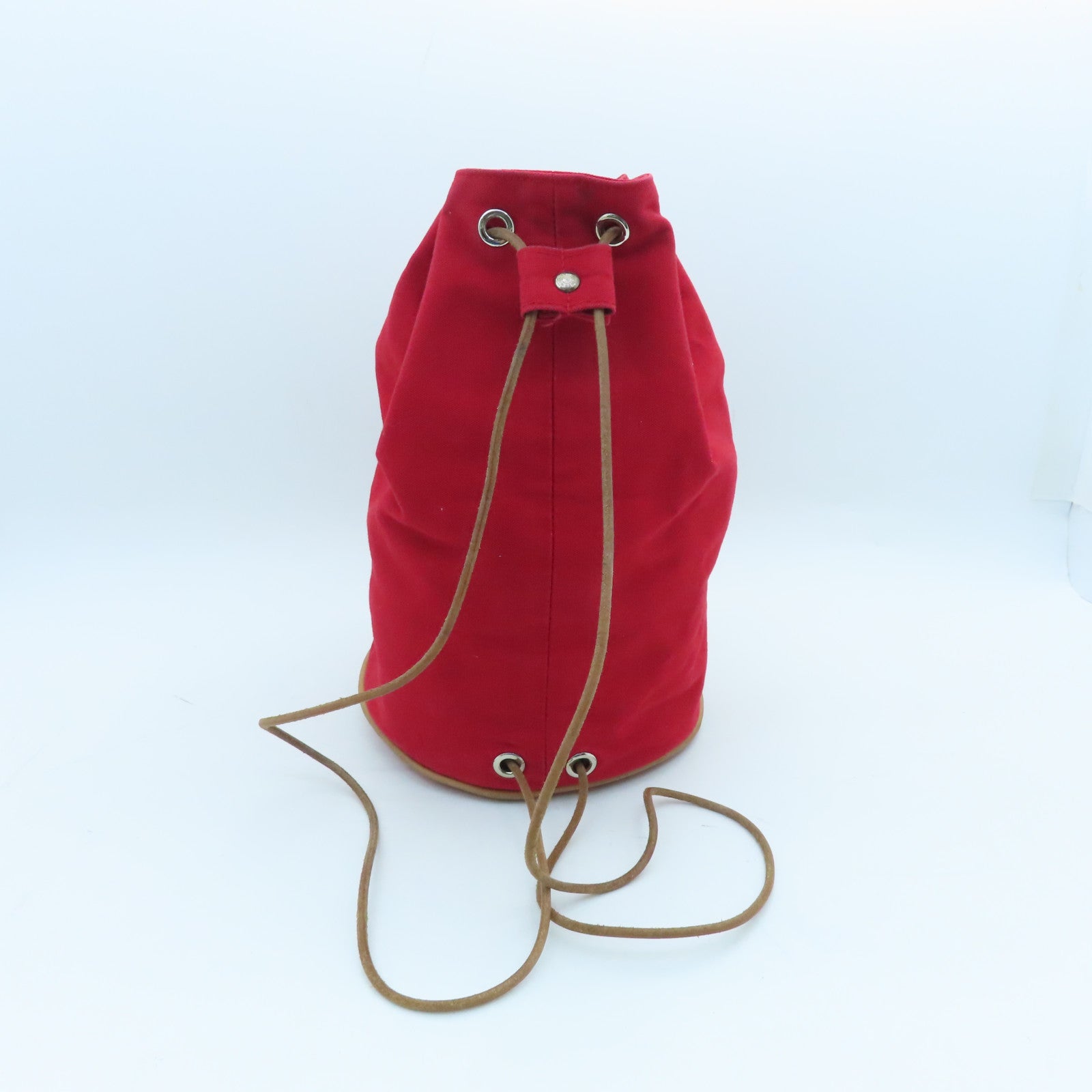 HERMES 帆布Vintage Backpack银扣背包红色