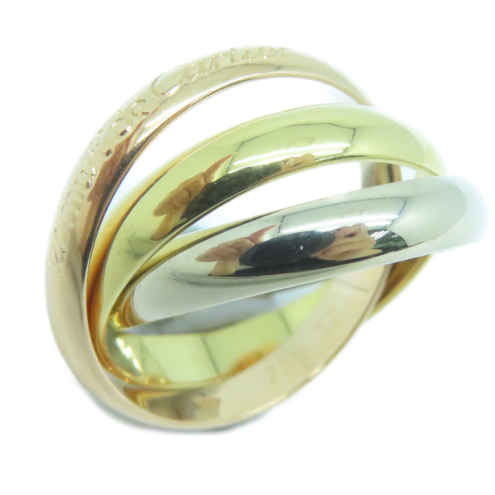 CARTIER 18K黃金/玫瑰金/白金Trinity戒指US#5.75/Cartier#52金色/粉金色/銀色