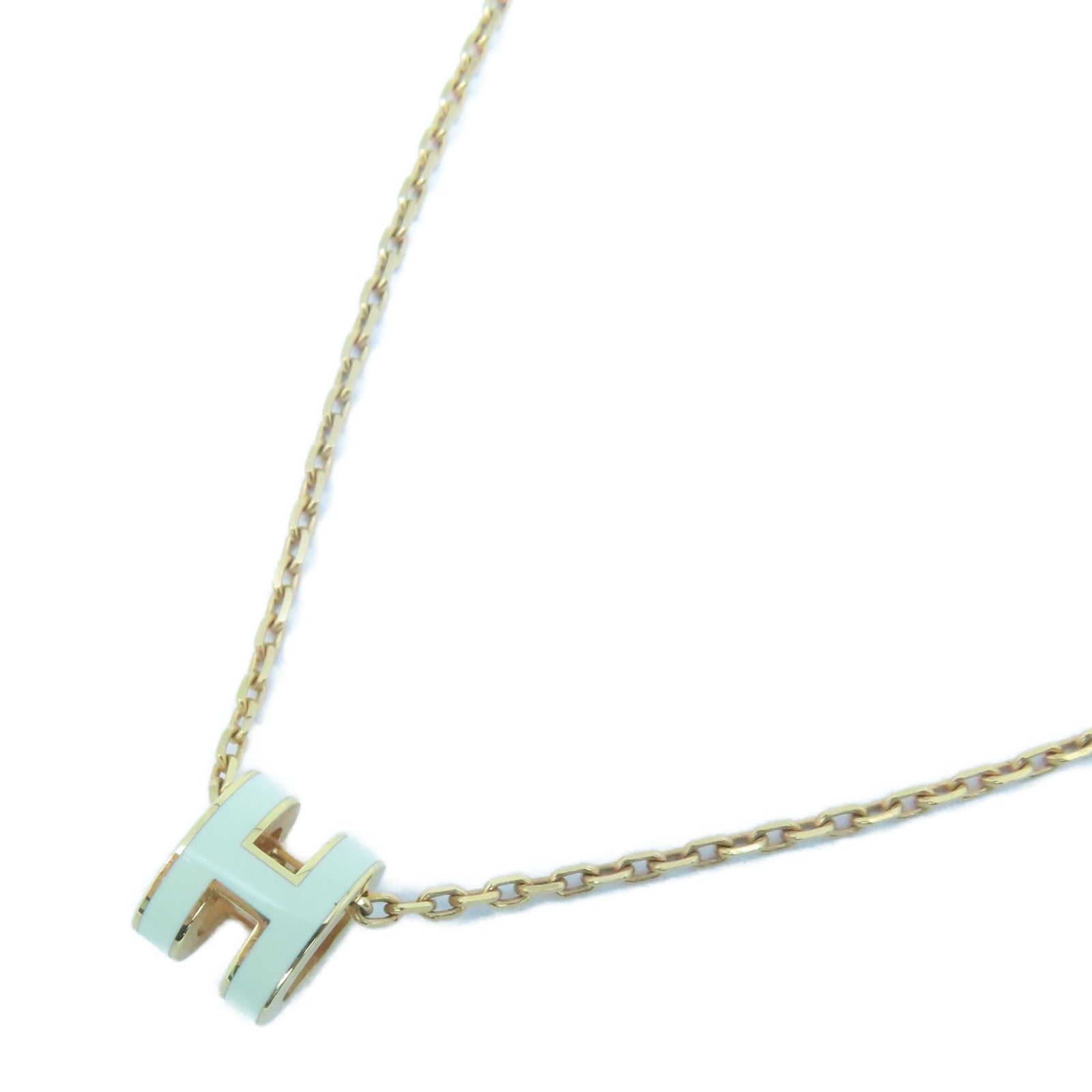 HERMES 金屬Mini Pop H Necklace項鍊白色