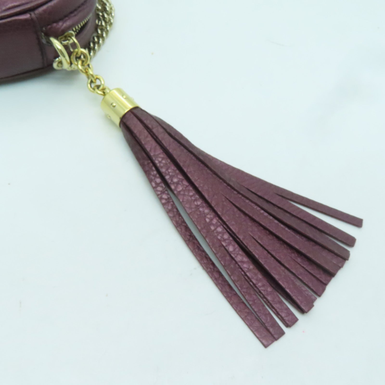 GUCCI 牛皮皮革Shoulder Bag金扣鏈帶肩背袋紫色
