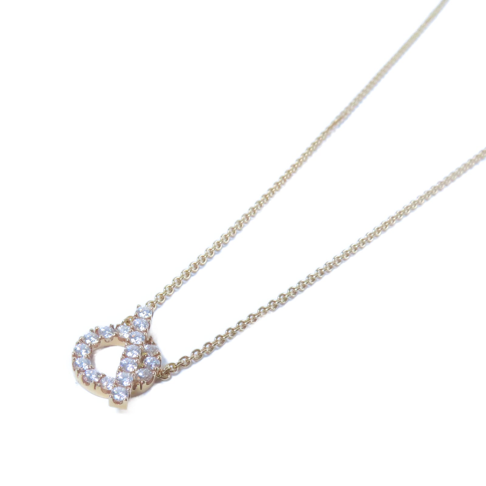 HERMES 18K玫瑰金Finesse Pendant金扣項鍊玫瑰金色