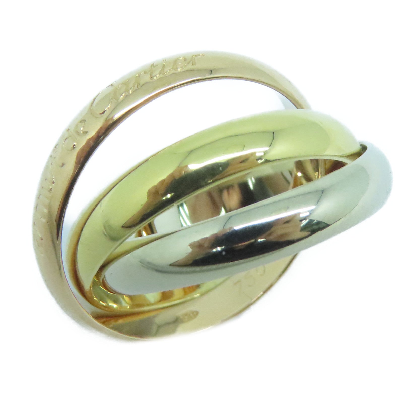 CARTIER 18K黃金/玫瑰金/白金Trinity戒指US#5.75/Cartier#52金色/粉金色/銀色