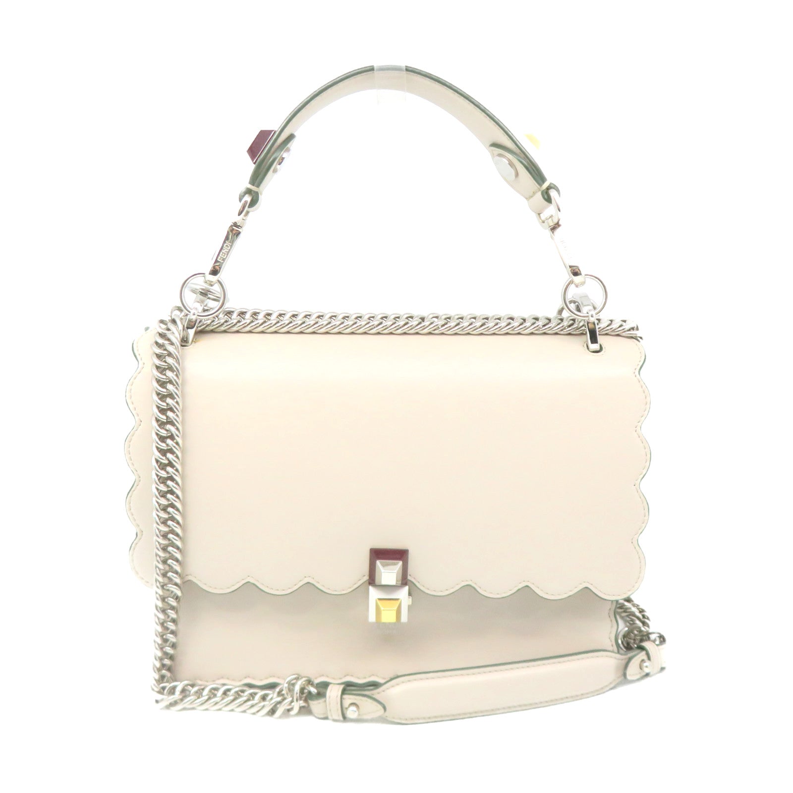 FENDI cowhide leather 2Way Shoulder Bag handle shoulder bag apricot color