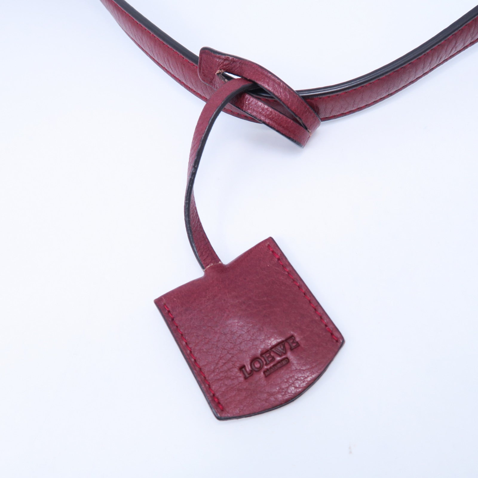 LOEWE 牛皮皮革Shoulder Bag銀扣肩背袋紅色