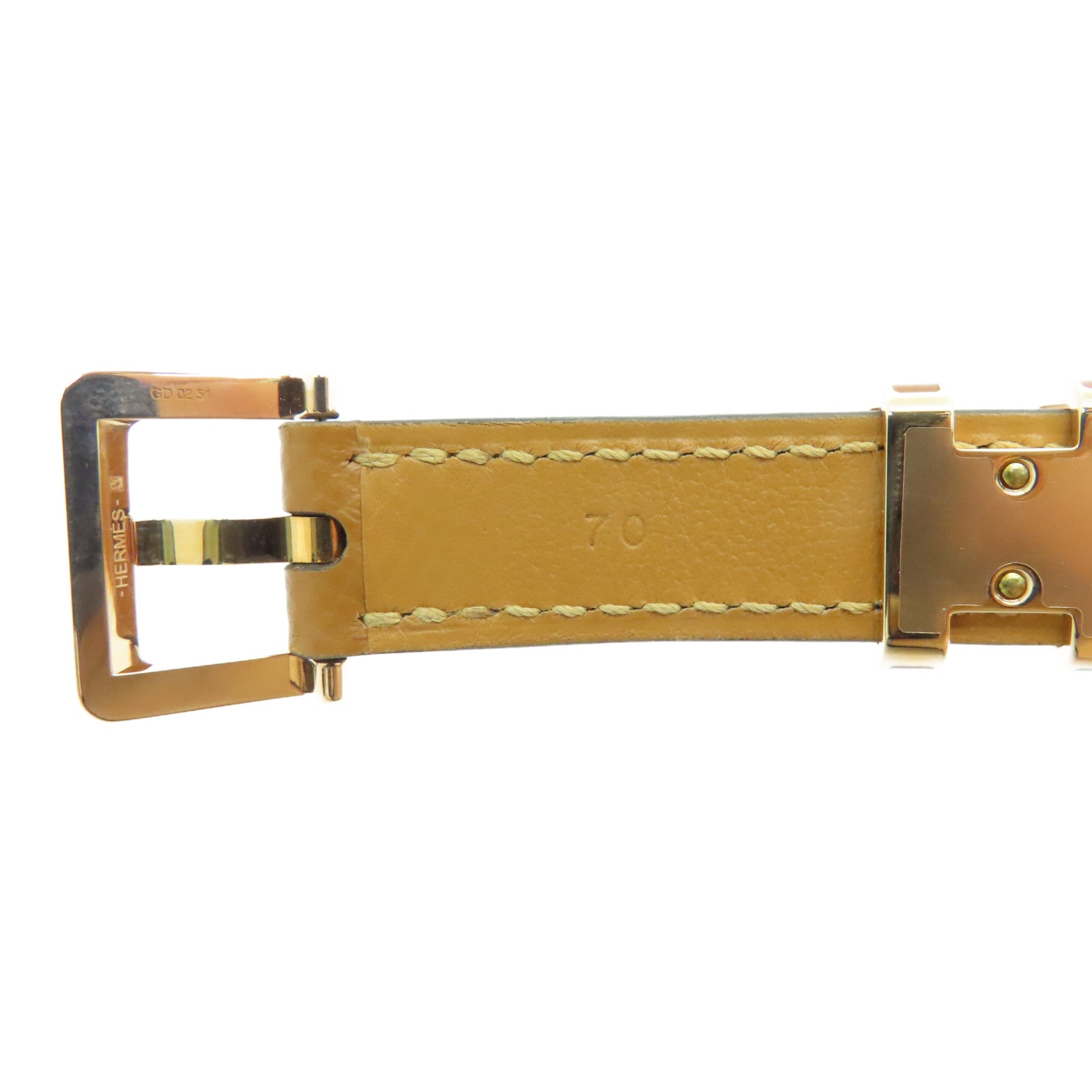 HERMES Epsom Leather Pop H Belt 70cm Gold Buckle Belt Gold Brown