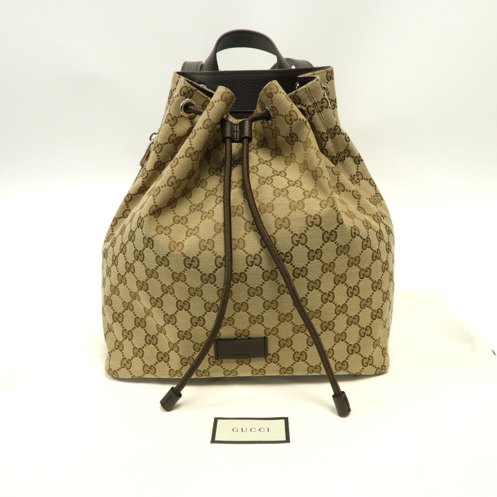 GUCCI 帆布Backpack銀扣背包啡色