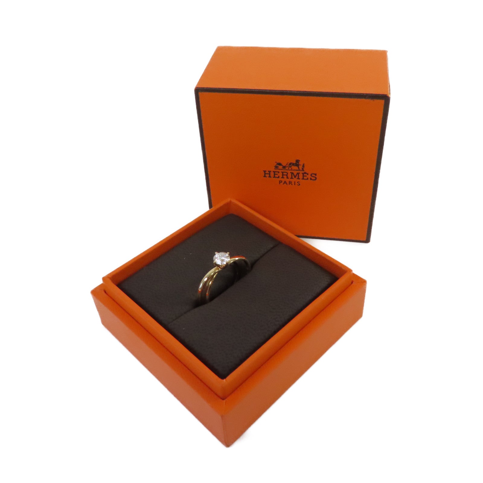 HERMES 18K玫瑰金/0.5ct鑽石Diamond Ring戒指US#5