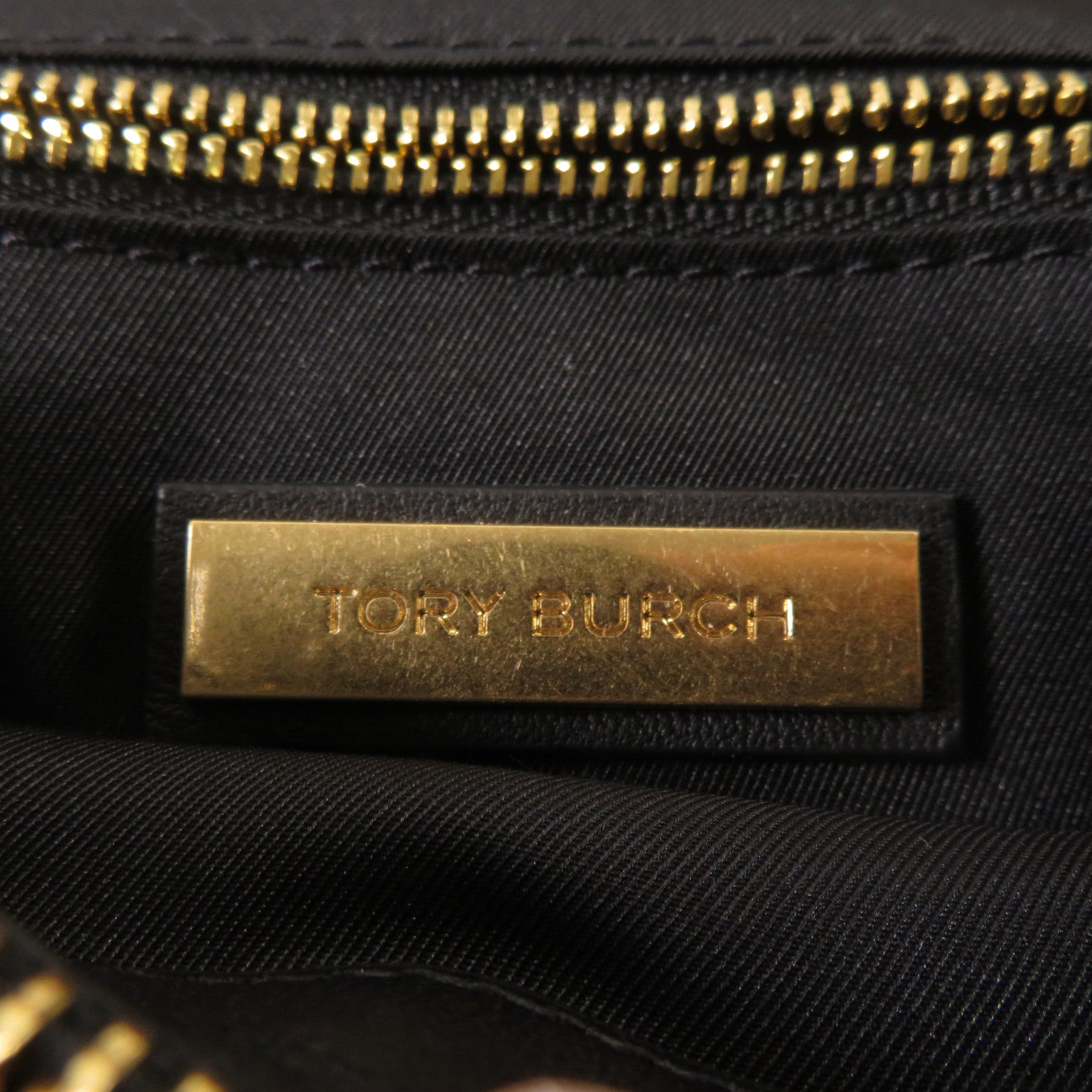 Tory Burch 菱格羊皮皮革Chain Shoulder金扣鏈帶肩背袋黑色