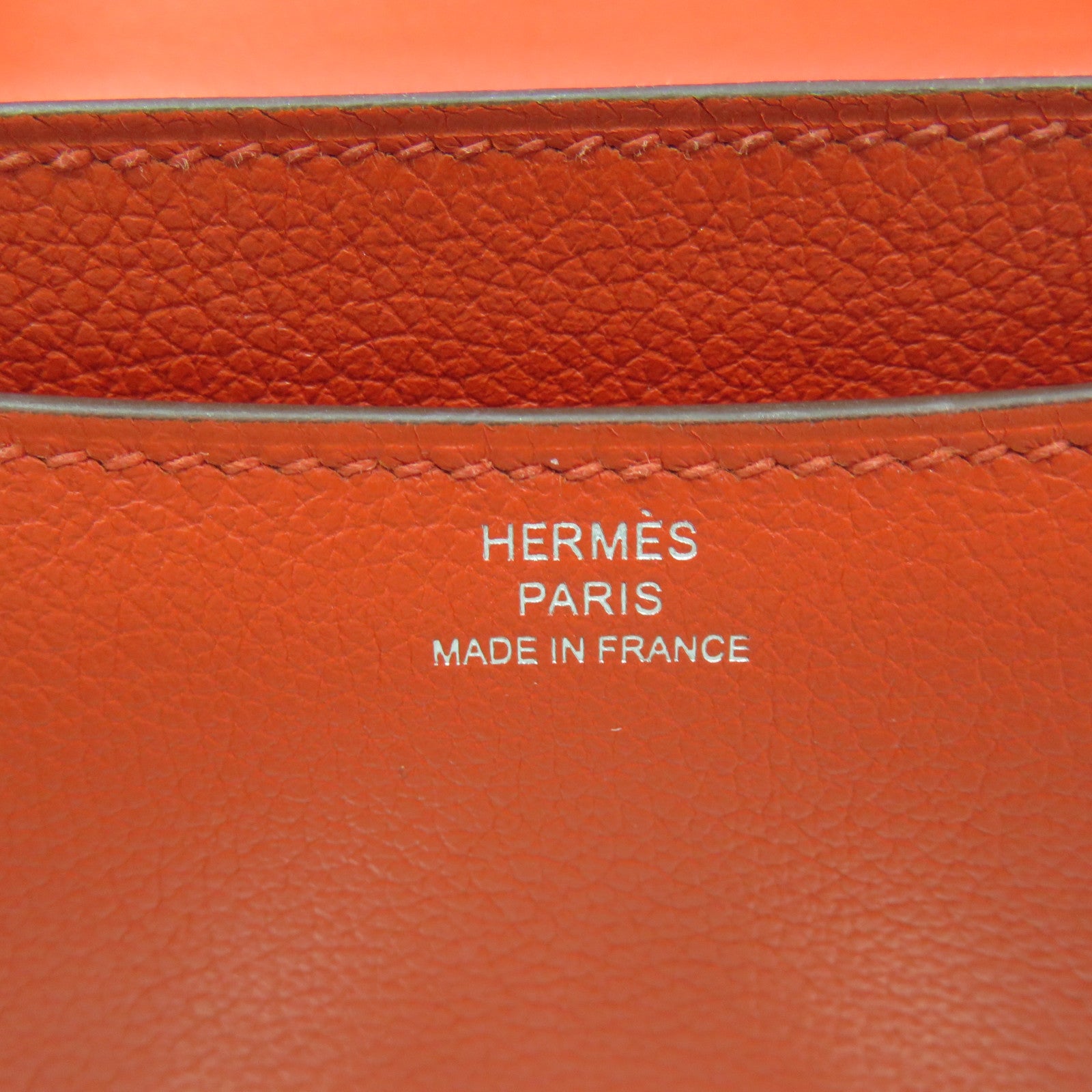 HERMES 【激減優惠】Evercolor皮革Constance Mini Shoulder Bag銀扣肩背袋Capucine火焰紅色