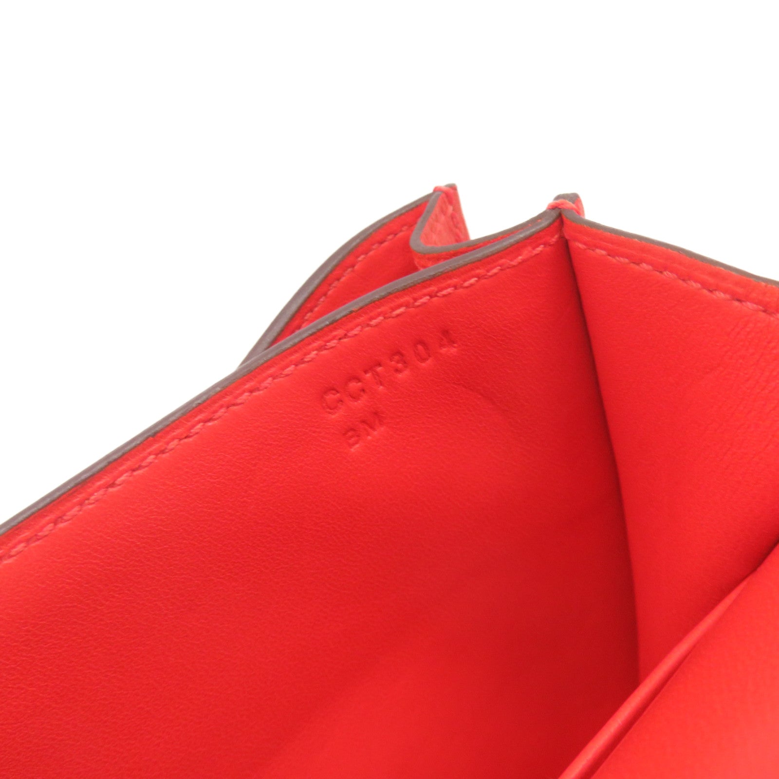 HERMES 【激減優惠】Evercolor皮革Constance Mini Shoulder Bag銀扣肩背袋Capucine火焰紅色