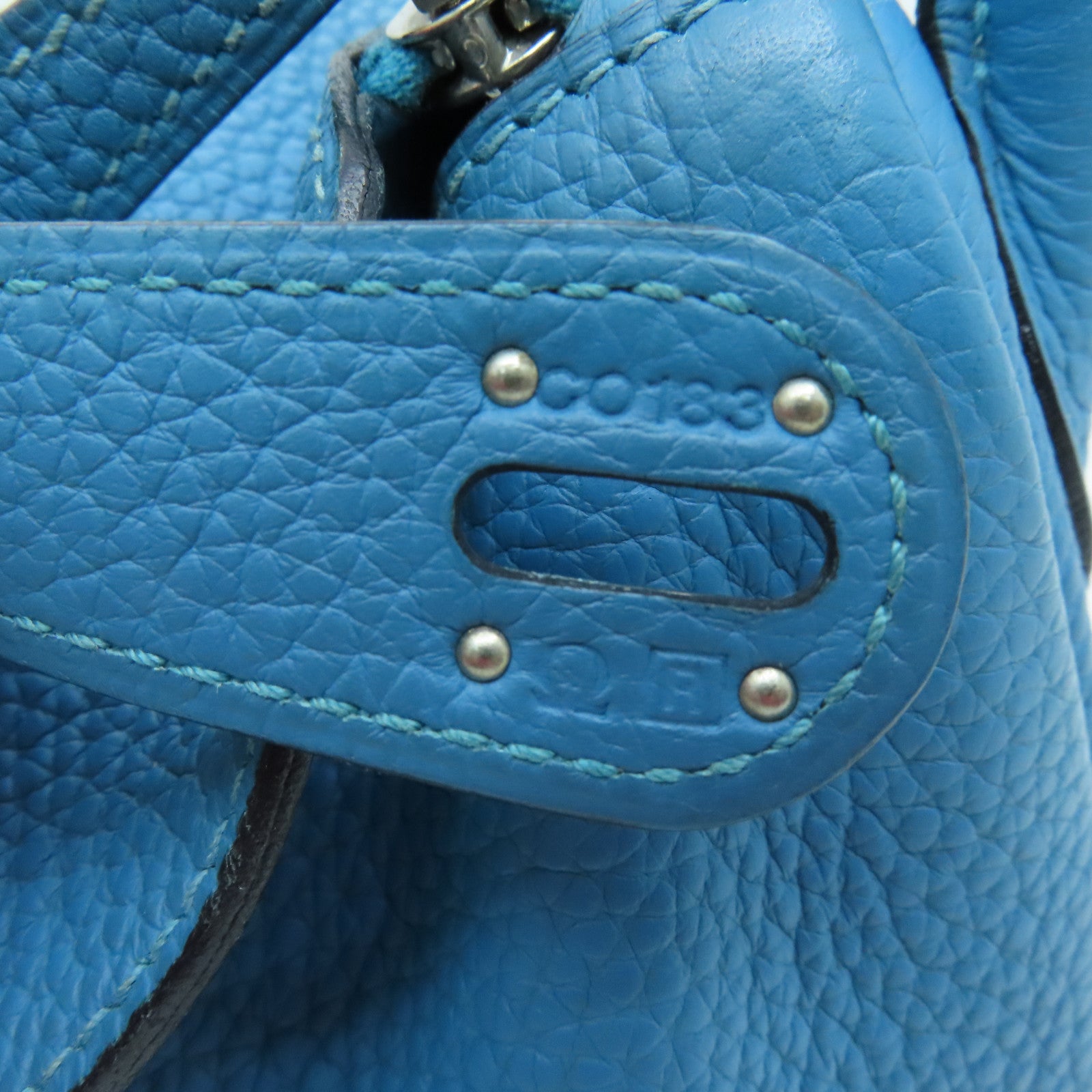 HERMES 【激减优惠】Clemence皮革Lindy 30银扣肩背袋Blue Jeans蓝色