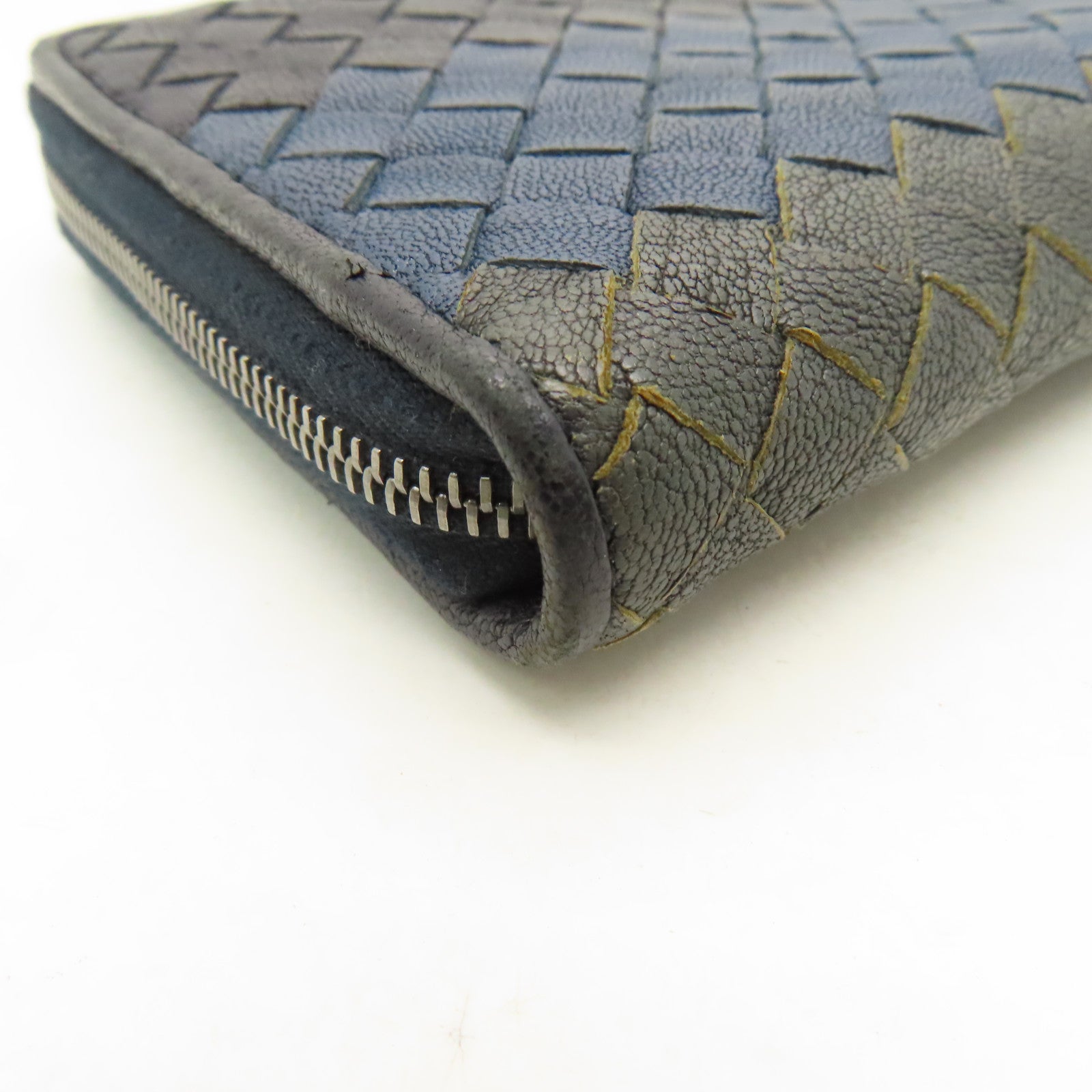 BOTTEGA VENETA 織紋皮革Zipper Long Wallet長錢包黑色/藍色/灰色