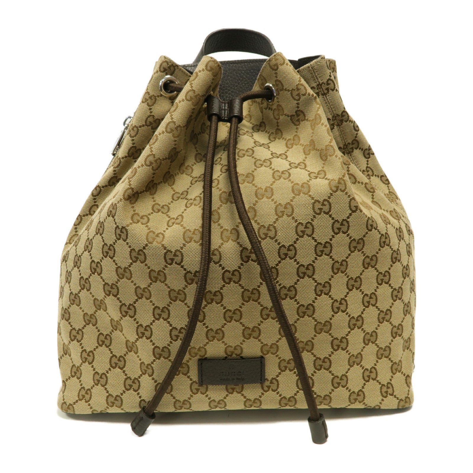 GUCCI 帆布Backpack銀扣背包啡色