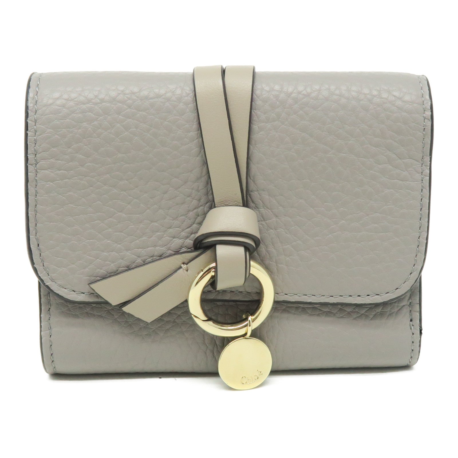 Chloe Leather Wallet Gold Buckle Gray
