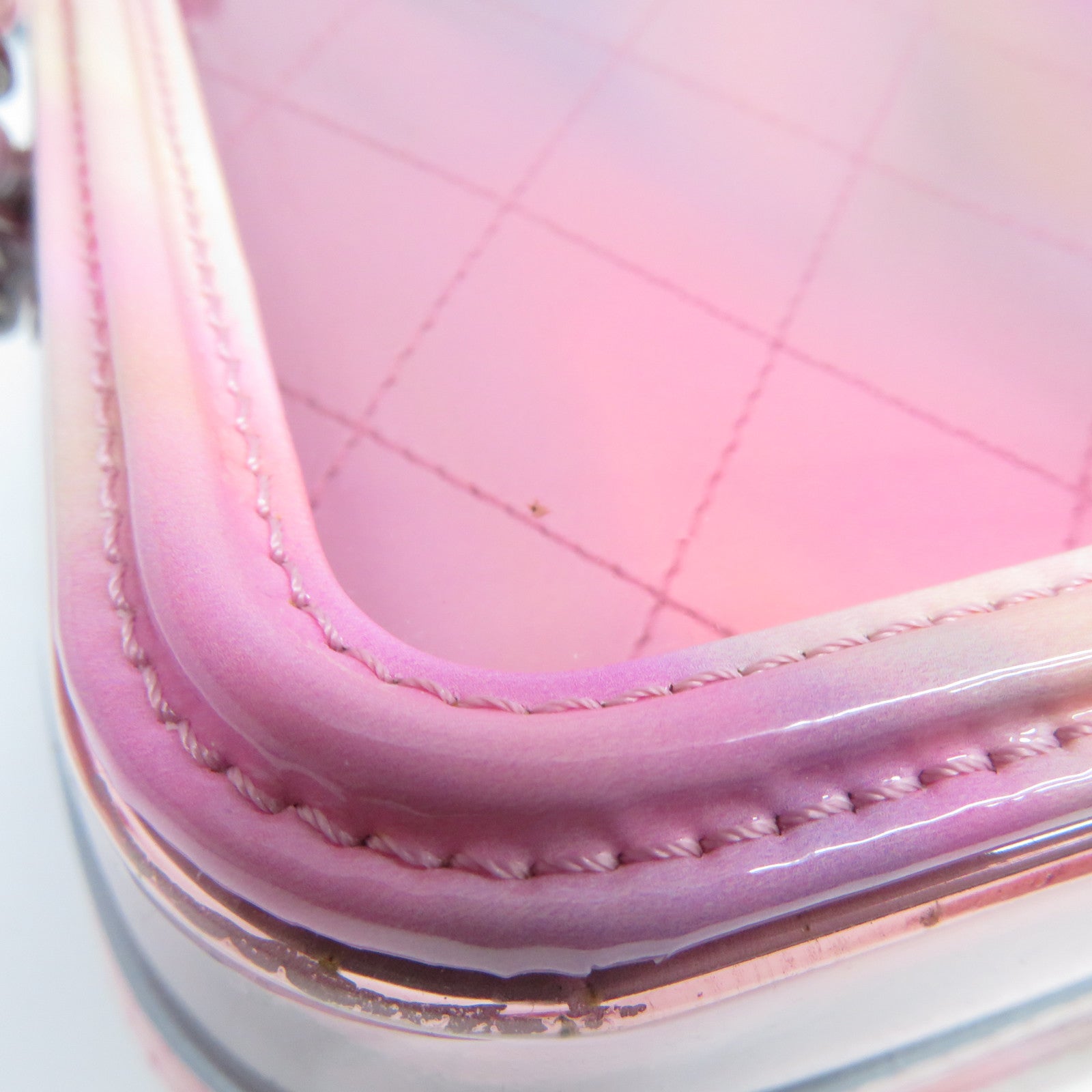 CHANEL PVC Vanity Case銀扣鏈帶手挽肩背兩用袋粉紅色