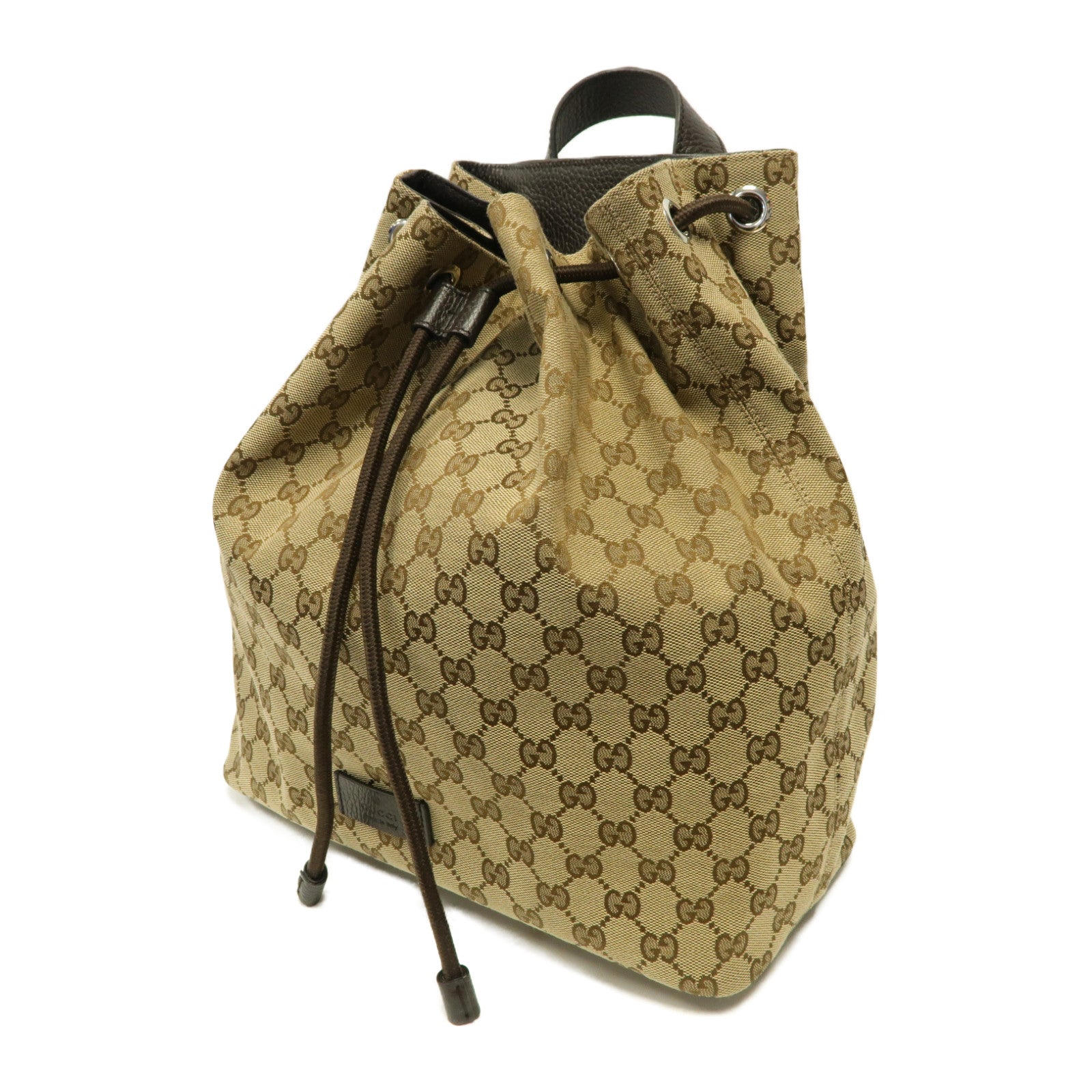 GUCCI 帆布Backpack銀扣背包啡色