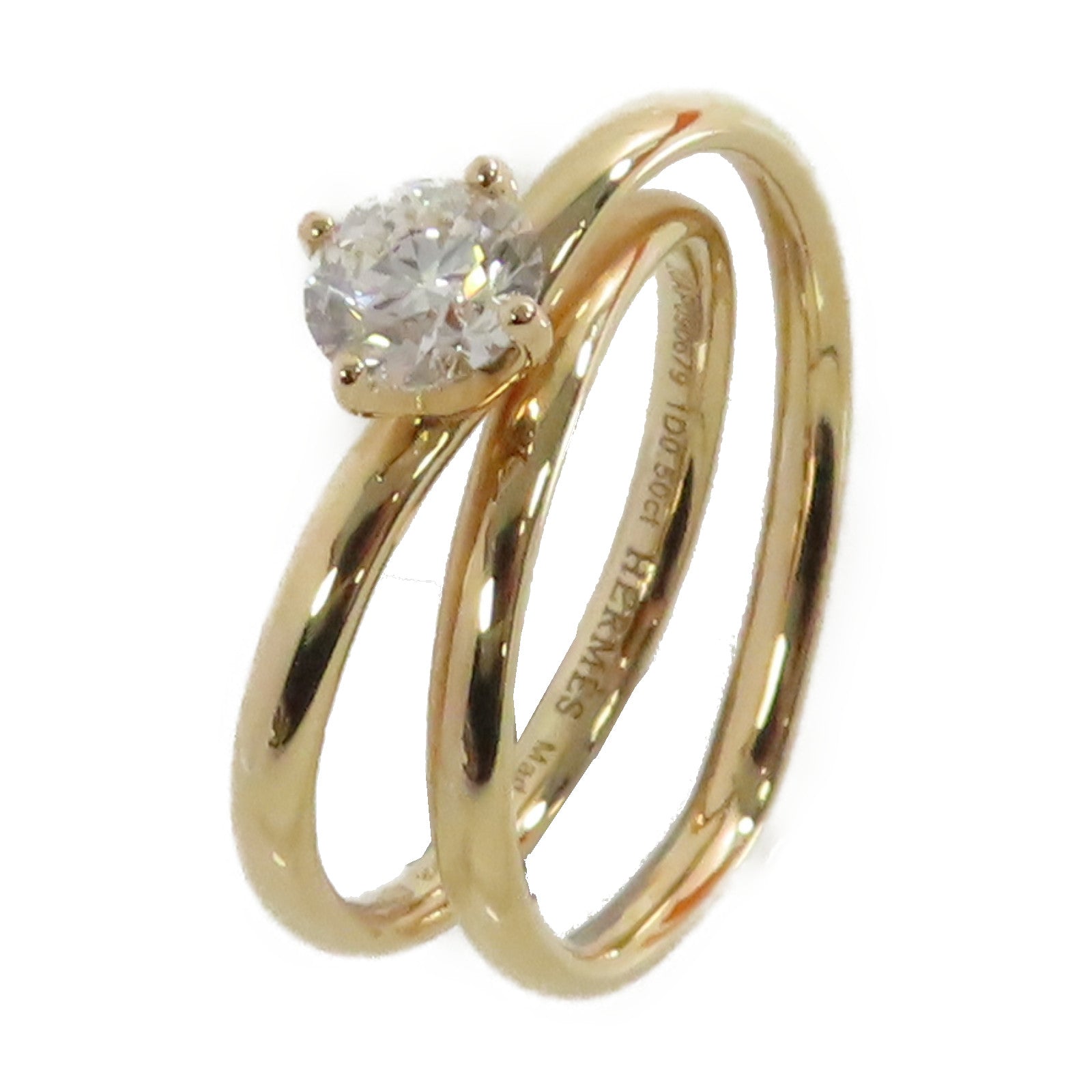HERMES 18K玫瑰金/0.5ct鑽石Diamond Ring戒指US#5