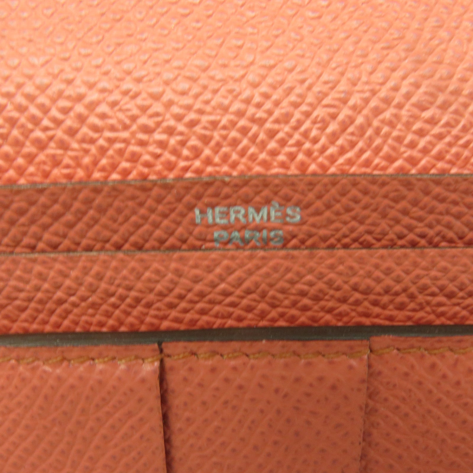 HERMES 【激減優惠】Epsom皮革Bearn W Snap Wallet銀扣長銀包紅色