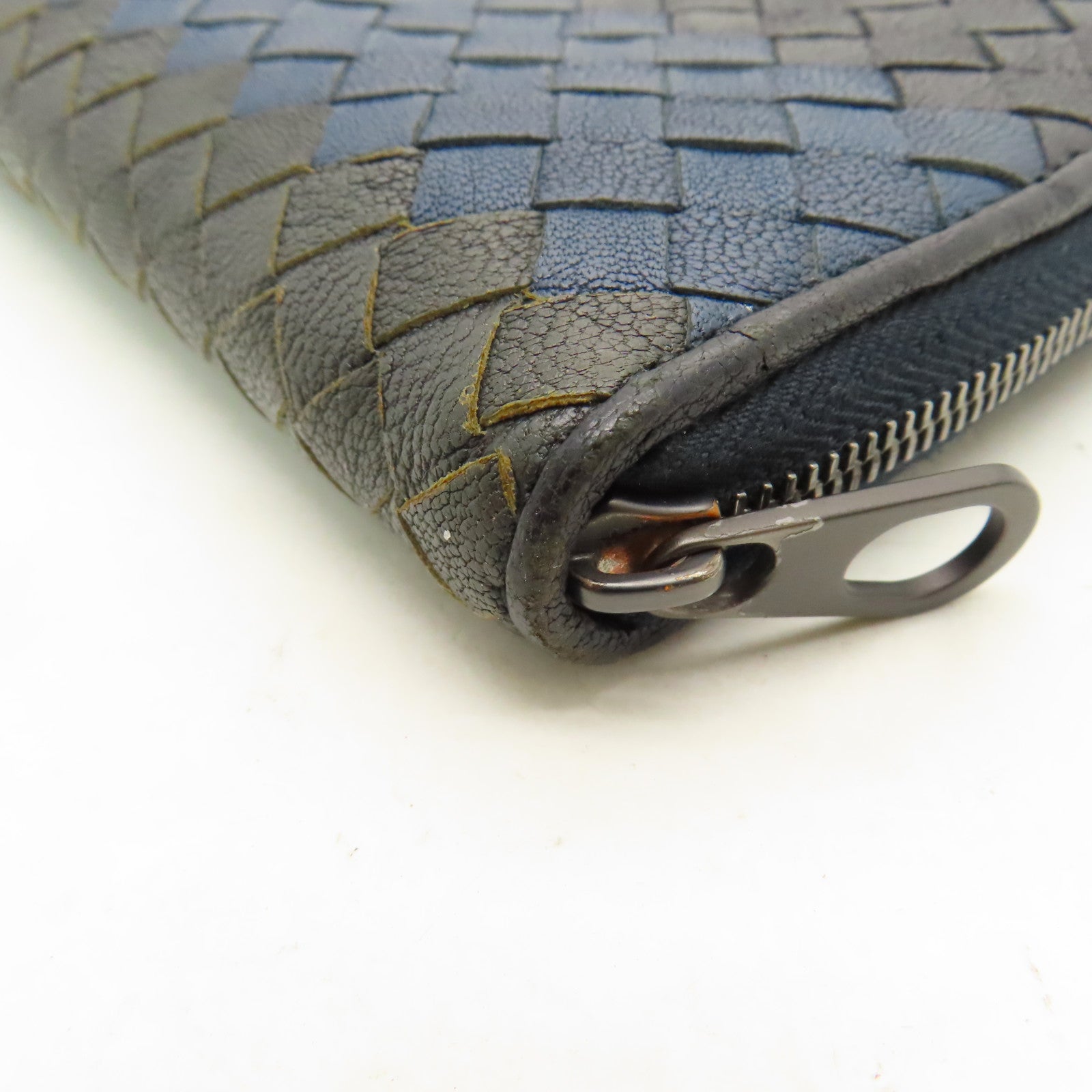 BOTTEGA VENETA 織紋皮革Zipper Long Wallet長錢包黑色/藍色/灰色