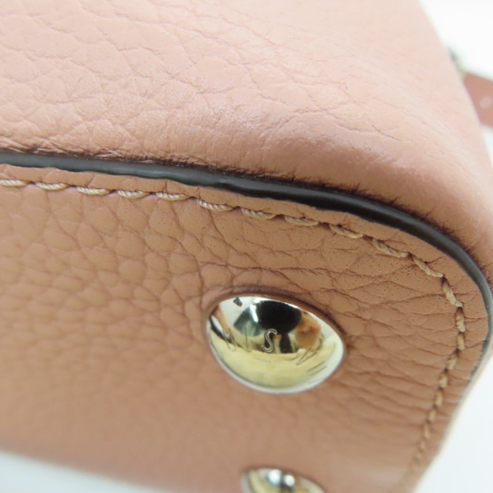 LOUIS VUITTON Taurillon皮革Capucines BB银扣手挽肩背两用袋粉红色