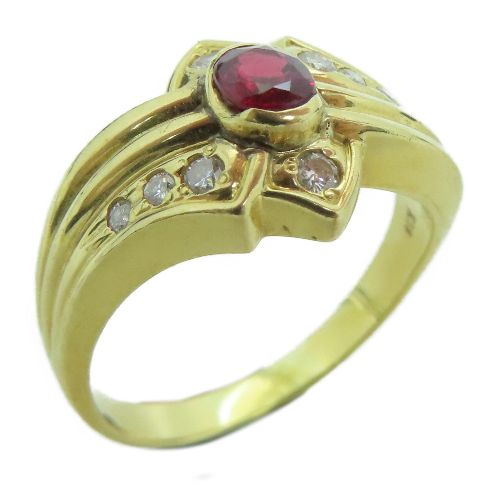 JEWELRY 【激减优惠】18K黄金Ruby Ring 0.41ct红宝石/0.15ct钻石戒指US#7.5