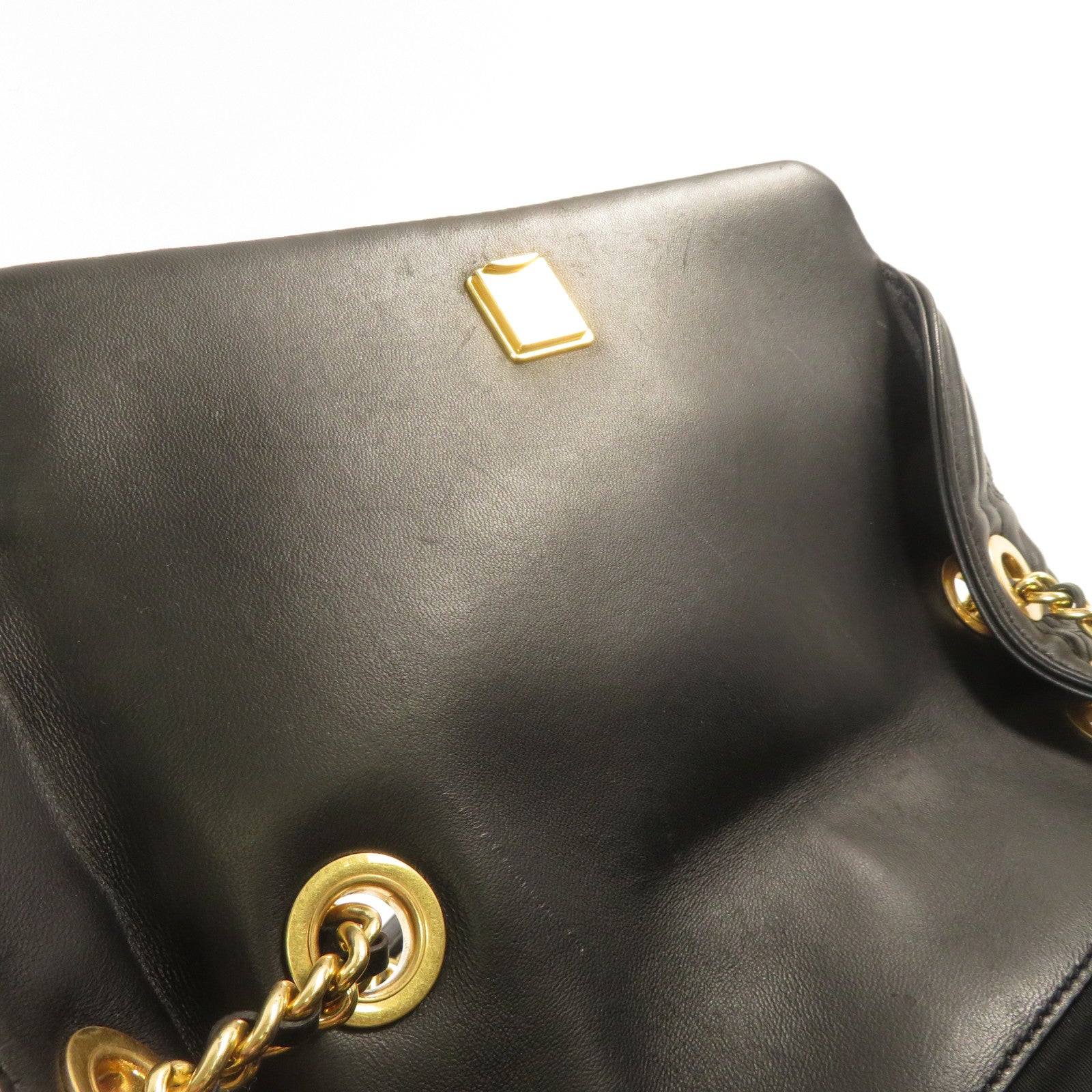 Tory Burch 菱格羊皮皮革Chain Shoulder金扣鏈帶肩背袋黑色