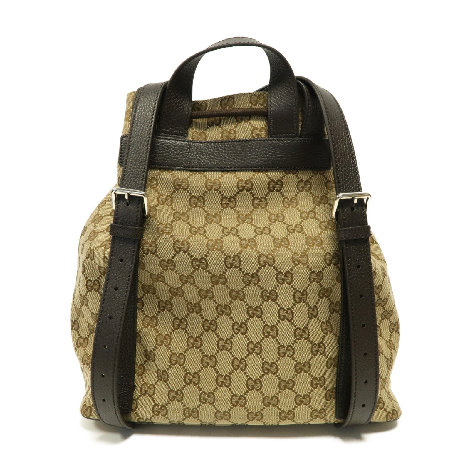 GUCCI 帆布Backpack銀扣背包啡色