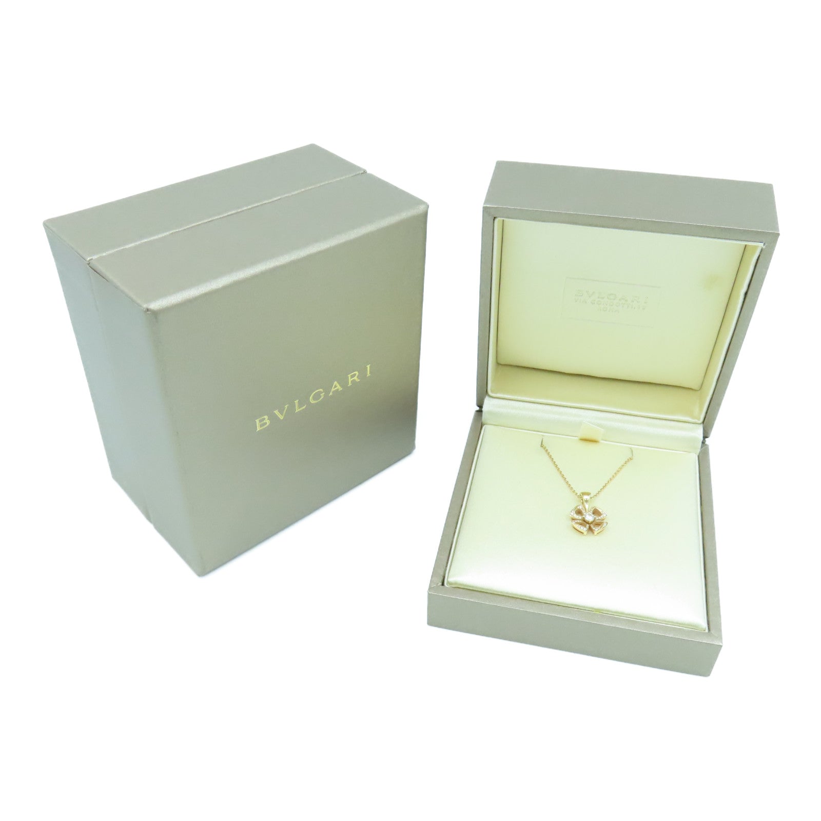 BVLGARI 18K玫瑰金Fiorever Necklace0.10ct鑽石/0.06ct鑽石項鍊