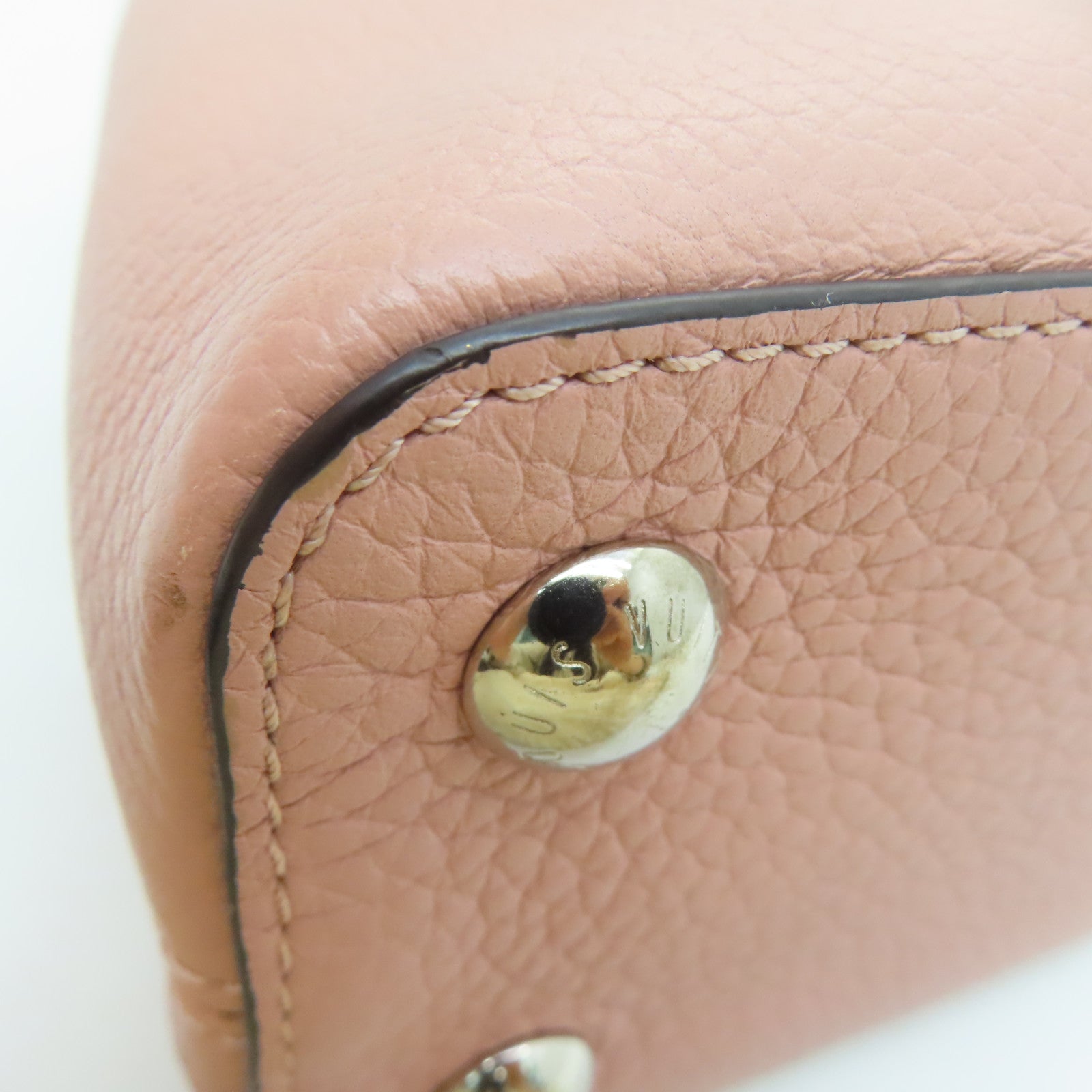 LOUIS VUITTON Taurillon皮革Capucines BB银扣手挽肩背两用袋粉红色